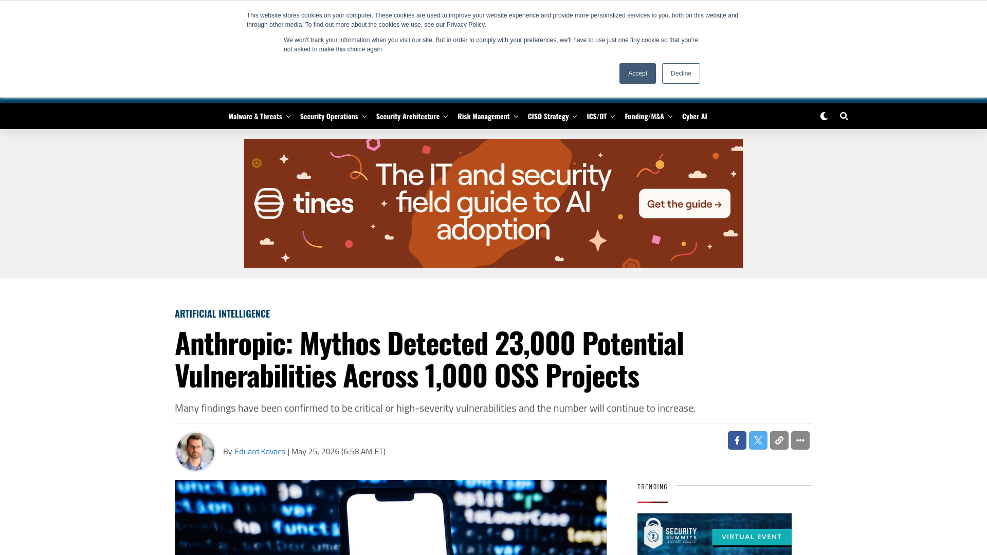 Anthropic: Mythos Detected 23,000 Potential Vulnerabilities Across 1,000 OSS Projects - SecurityWeek