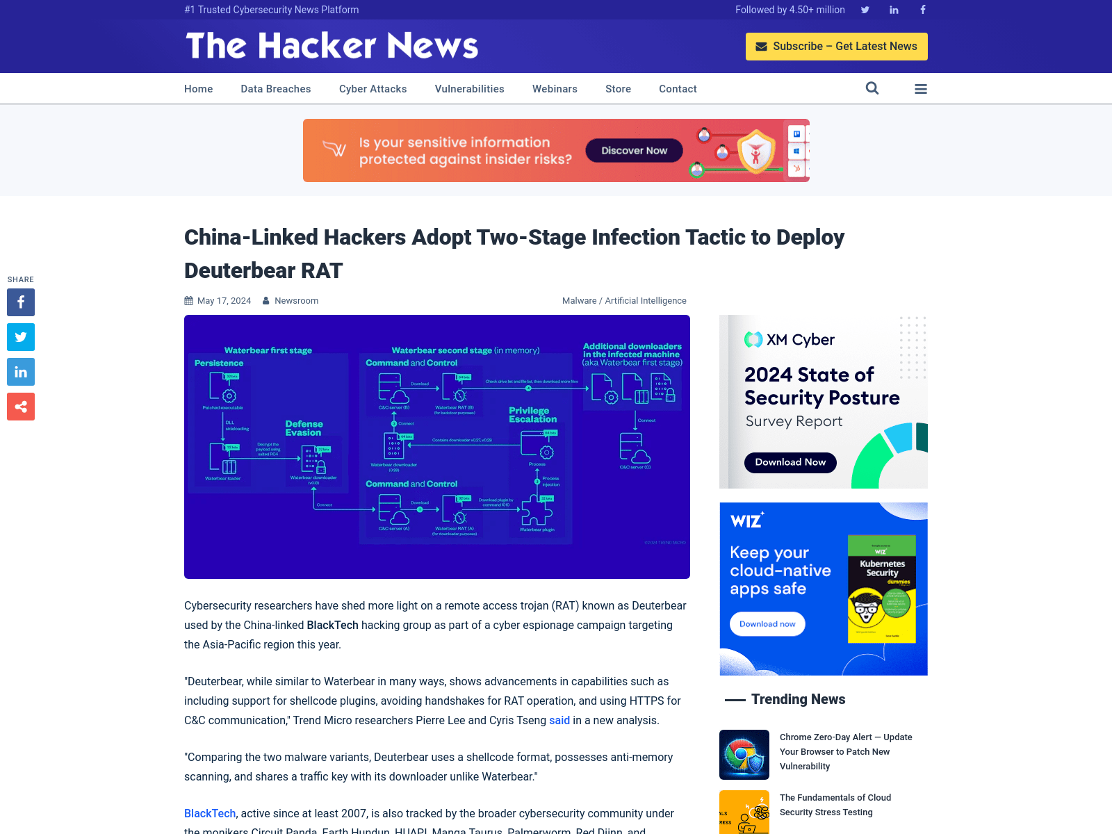 China-Linked Hackers Adopt Two-Stage Infection Tactic to Deploy Deuterbear RAT