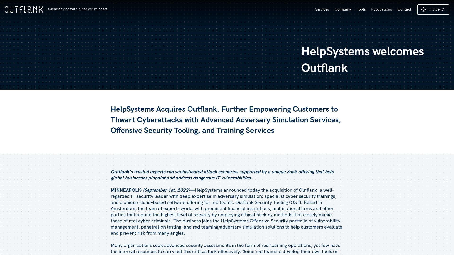 HelpSystems welcomes Outflank | Outflank