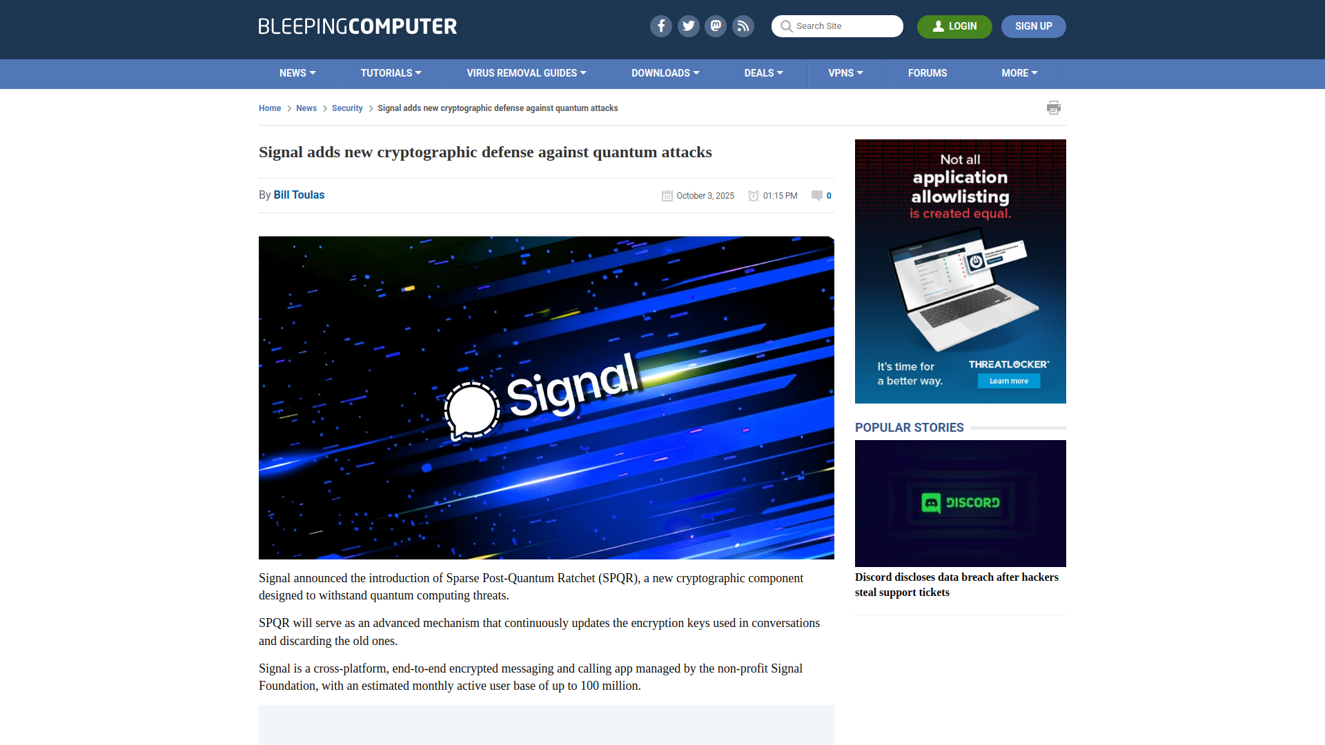 Signal adds new cryptographic defense against quantum attacks