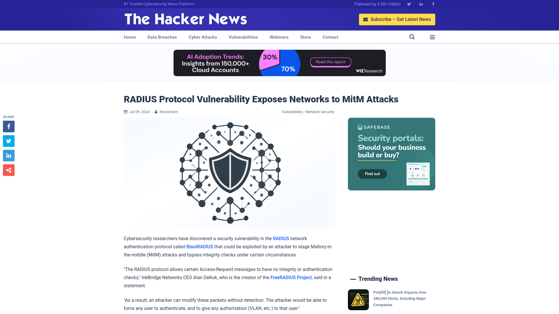 RADIUS Protocol Vulnerability Exposes Networks to MitM Attacks