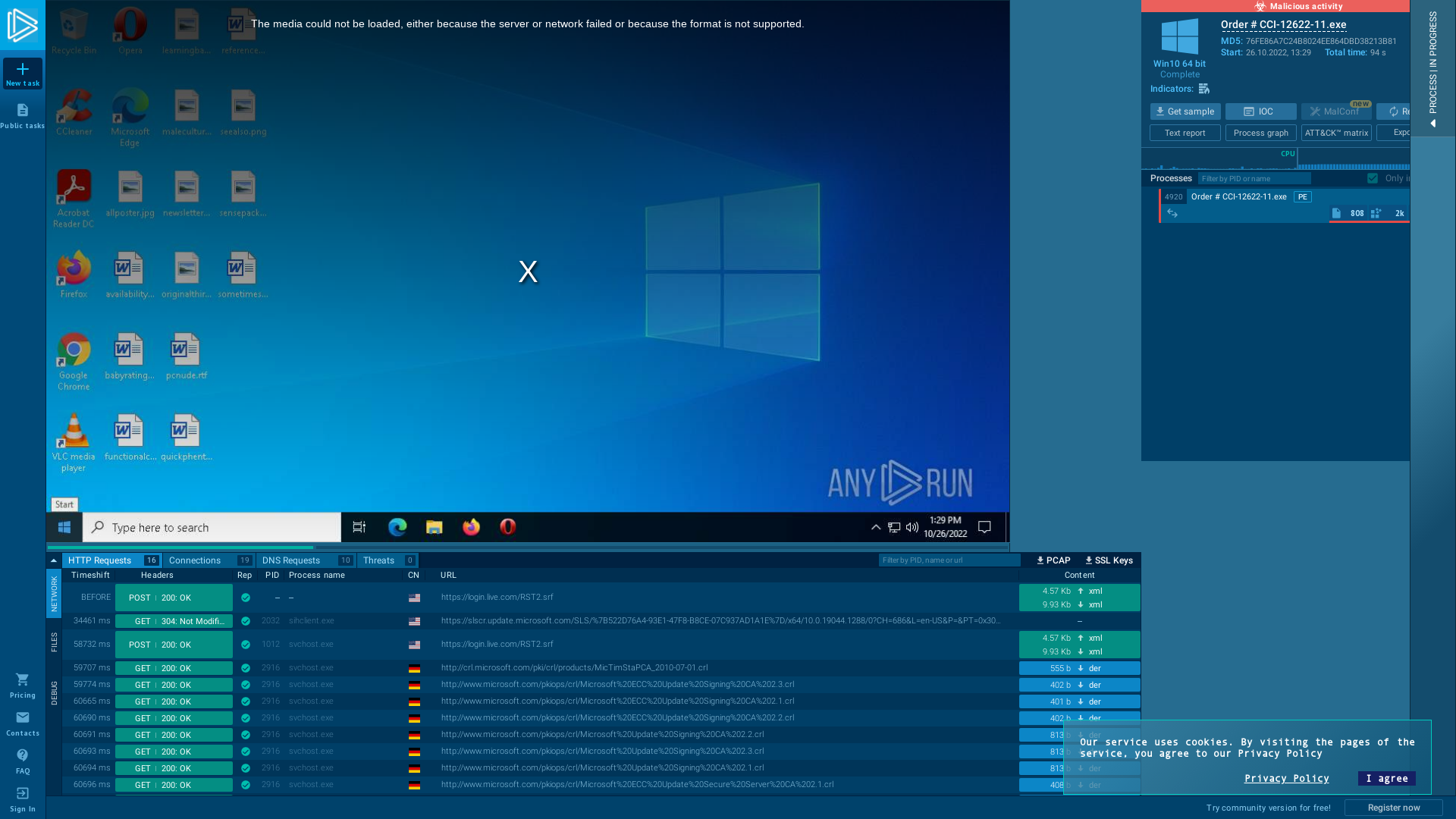 Order # CCI-12622-11.exe (MD5: 76FE86A7C24B8024EE864DBD38213B81) - Interactive analysis - ANY.RUN