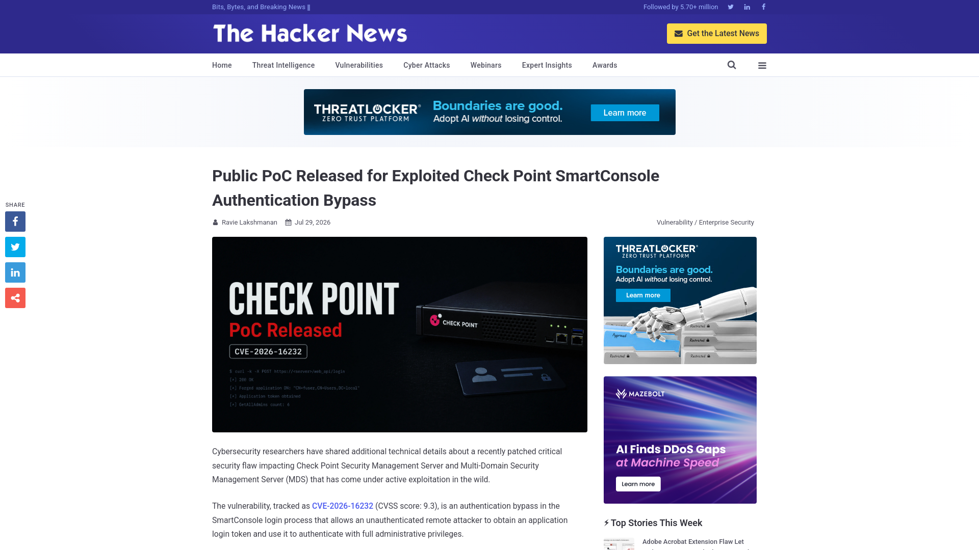 Public PoC Released for Exploited Check Point SmartConsole Authentication Bypass