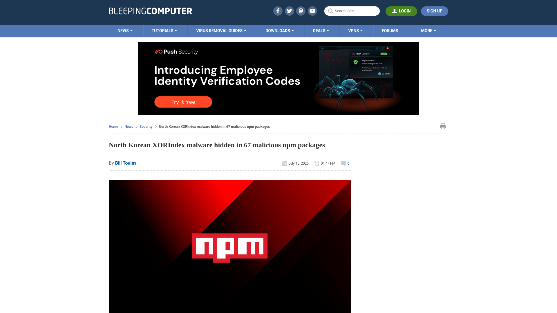 North Korean XORIndex malware hidden in 67 malicious npm packages
