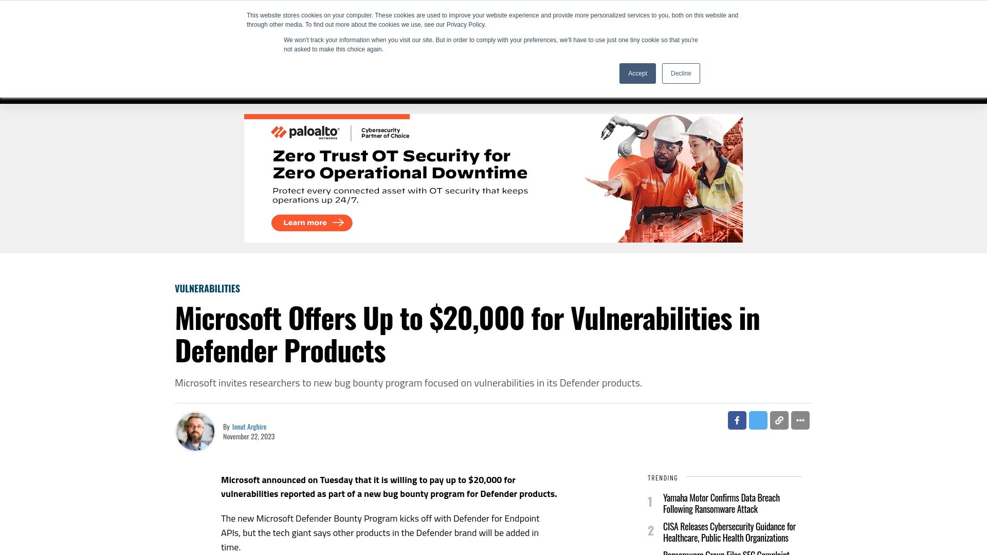 Microsoft Offers Up to $20,000 for Vulnerabilities in Defender Products - SecurityWeek