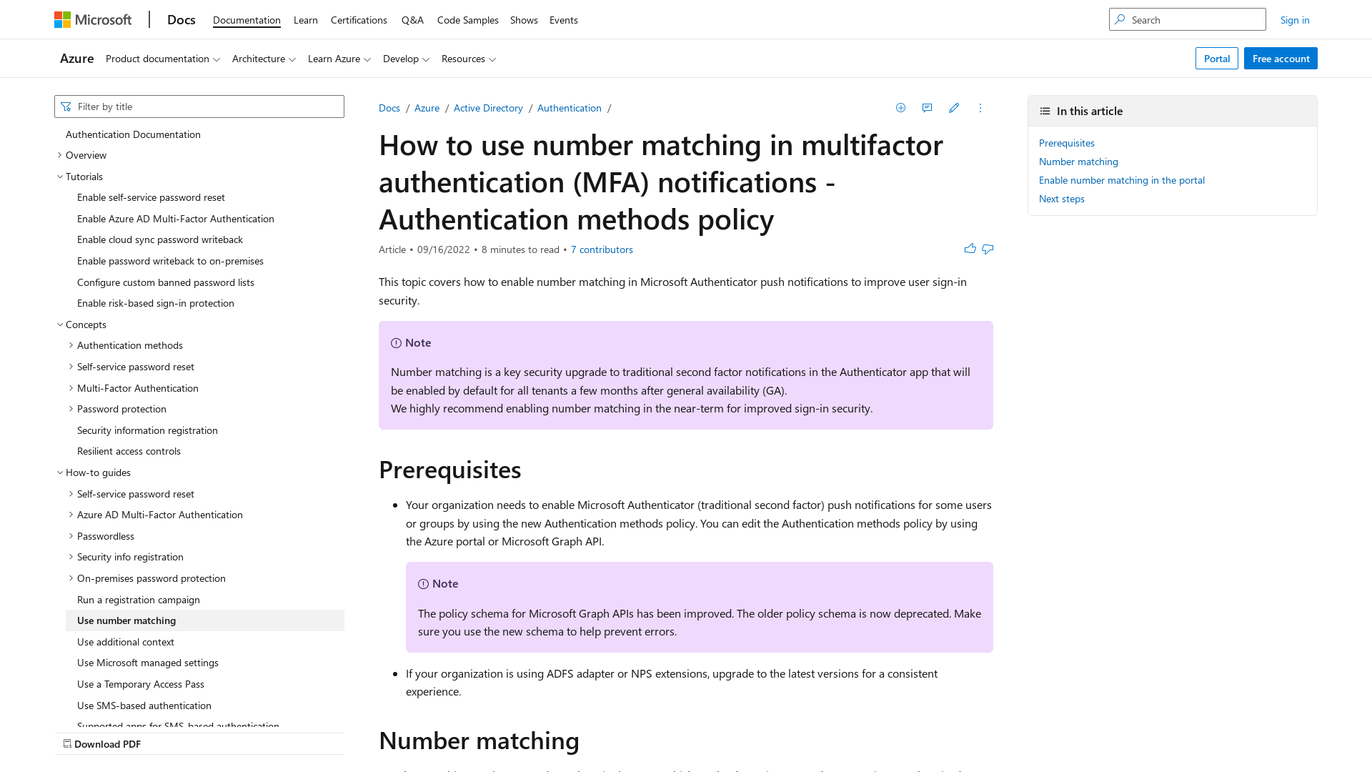 Use number matching in multifactor authentication (MFA) notifications - Azure Active Directory - Microsoft Entra | Microsoft Docs