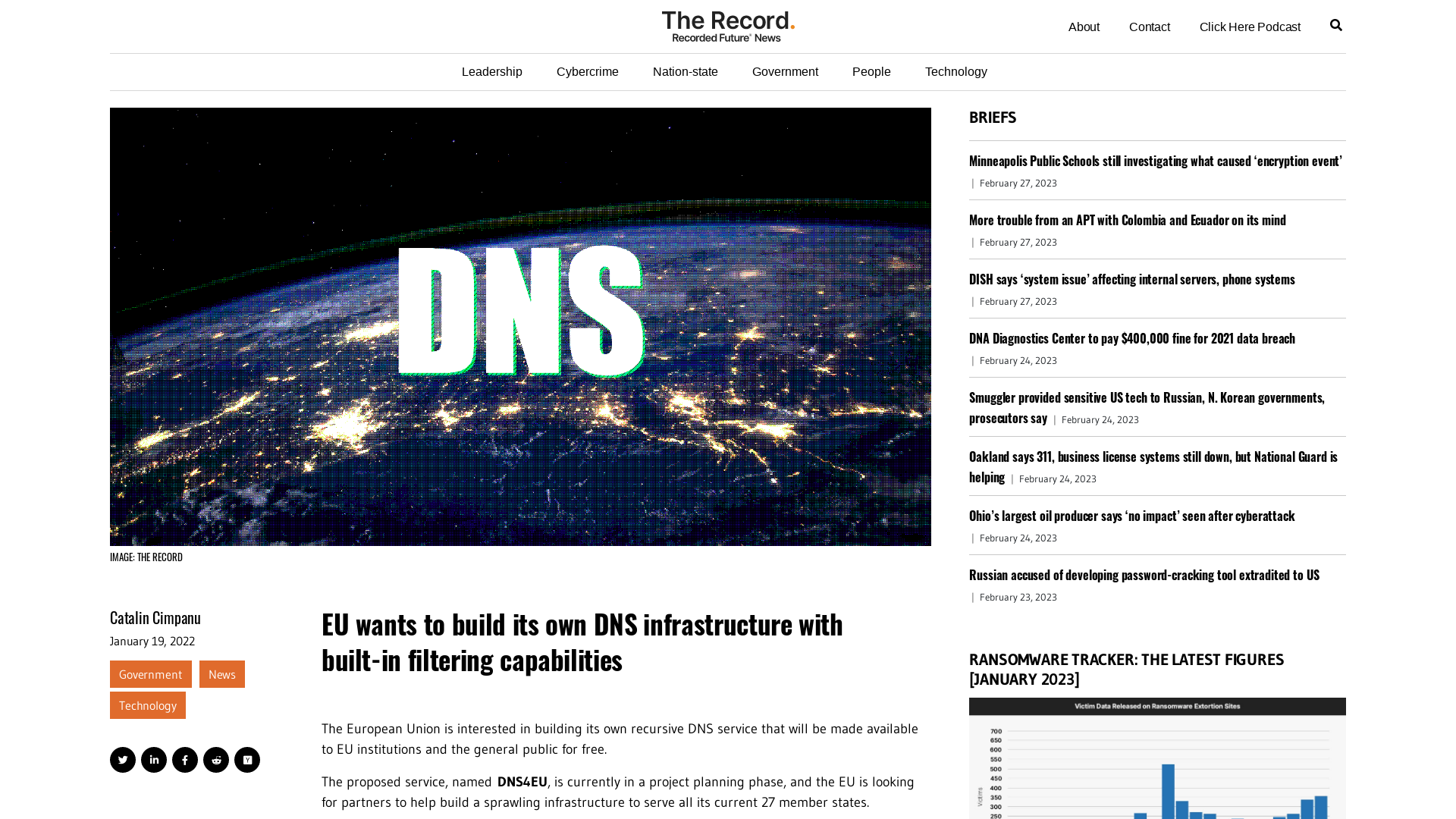 EU wants to build its own DNS infrastructure with built-in filtering capabilities - The Record from Recorded Future News