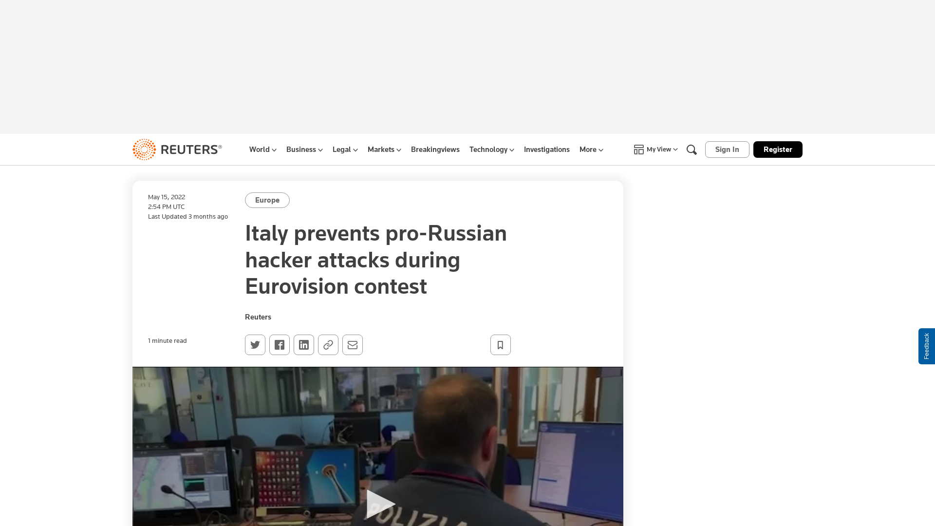 Italy prevents pro-Russian hacker attacks during Eurovision contest | Reuters
