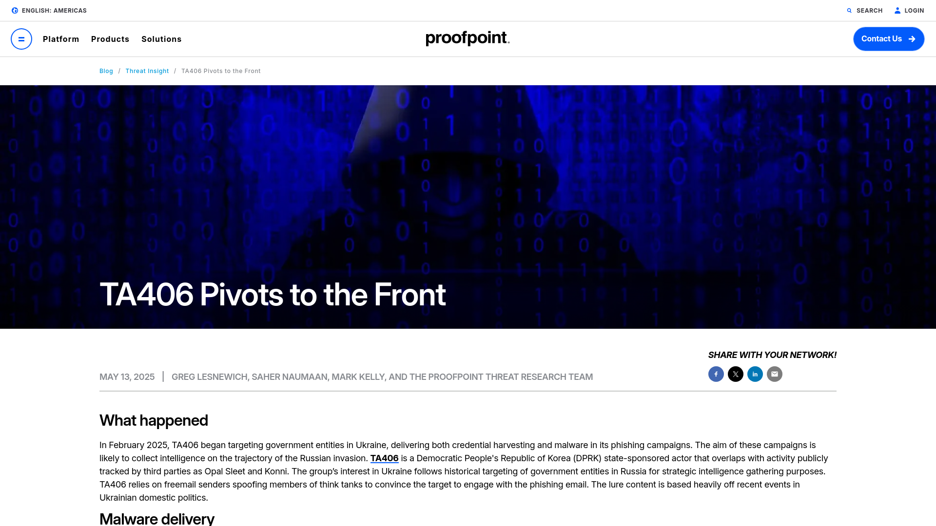 TA406 Pivots to the Front | Proofpoint US
