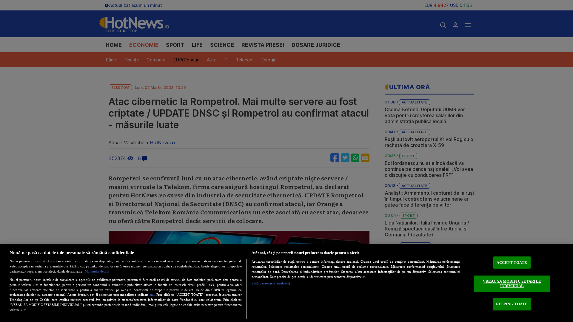 Atac cibernetic la Rompetrol. Mai multe servere au fost criptate / UPDATE DNSC și Rompetrol au confirmat atacul - măsurile luate - HotNews.ro