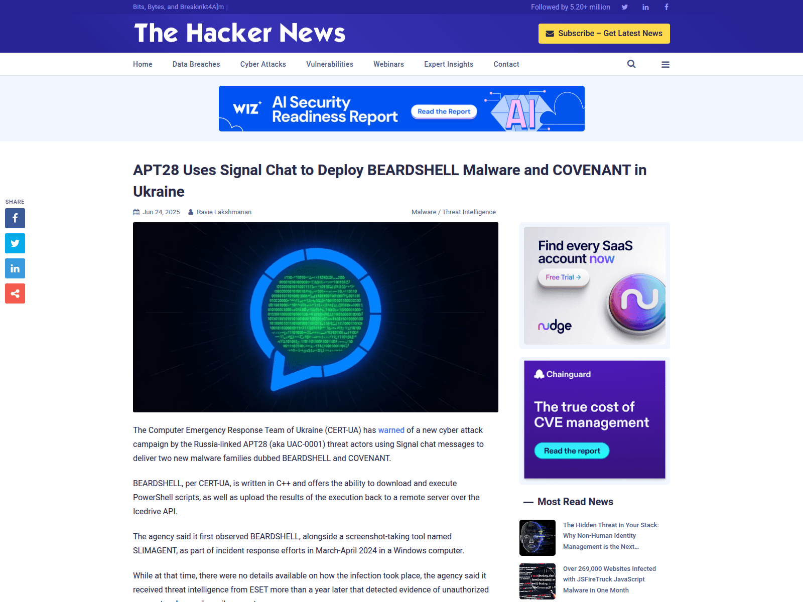 APT28 Uses Signal Chat to Deploy BEARDSHELL Malware and COVENANT in Ukraine