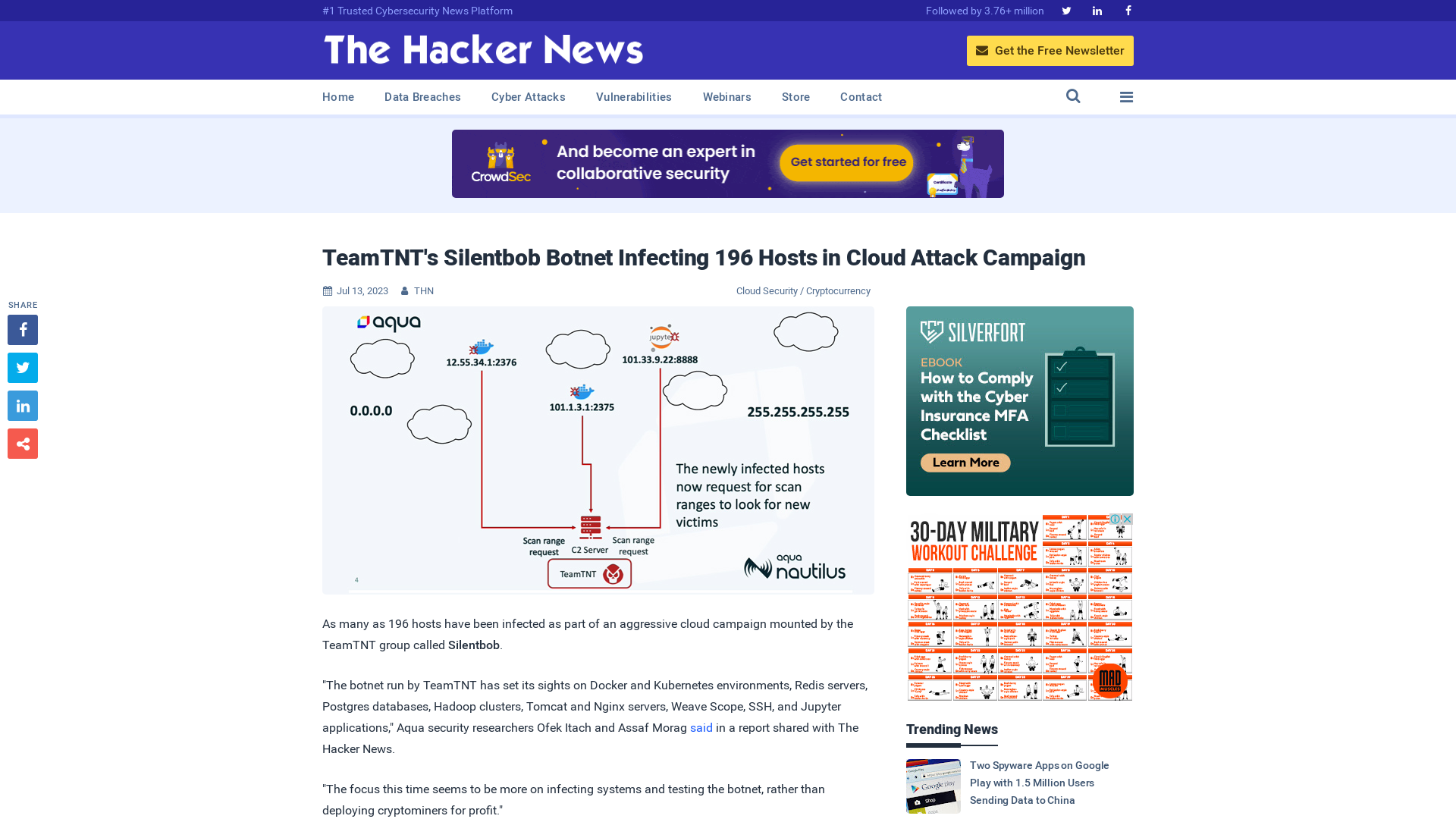 TeamTNT's Silentbob Botnet Infecting 196 Hosts in Cloud Attack Campaign