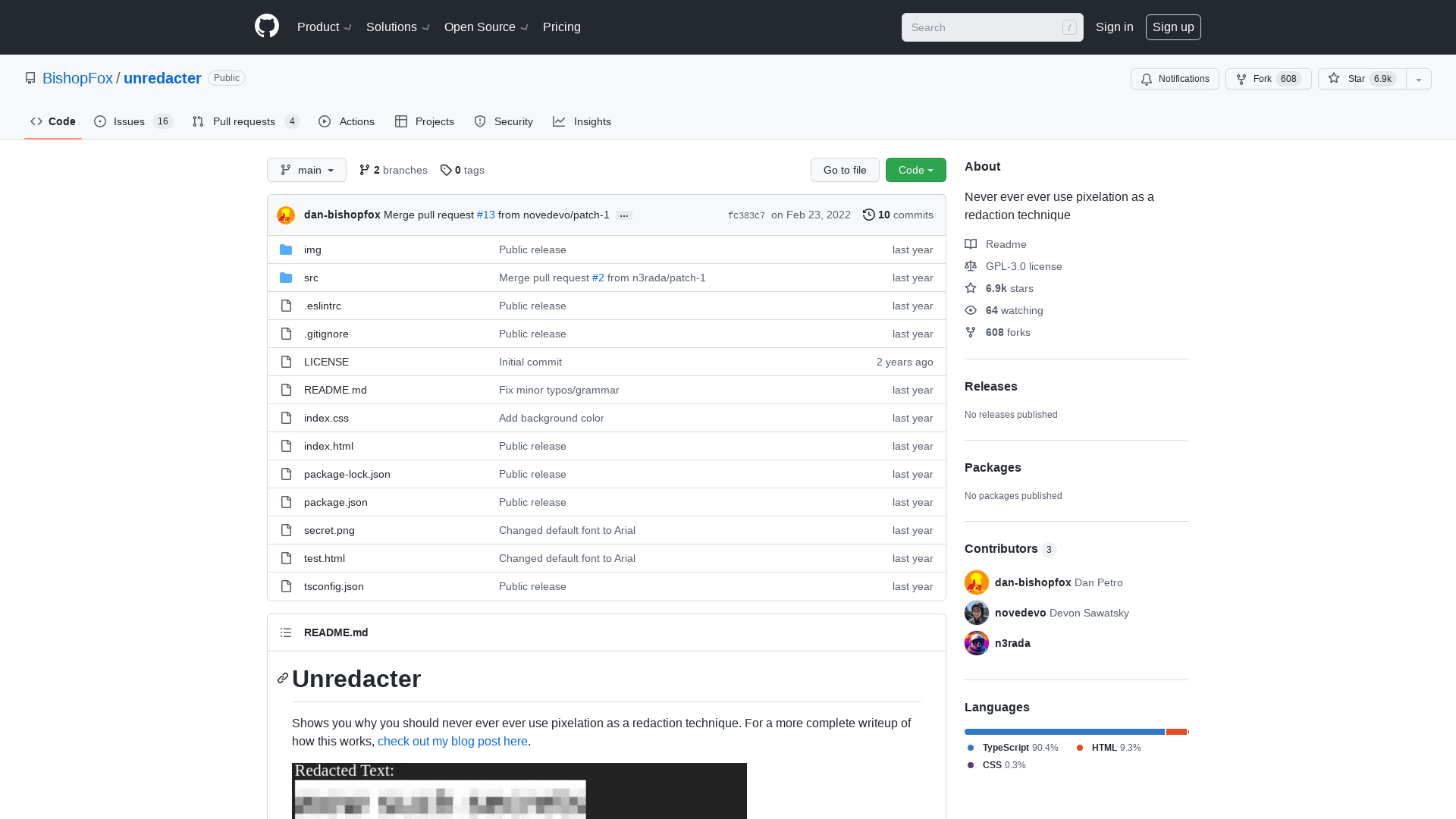 GitHub - BishopFox/unredacter: Never ever ever use pixelation as a redaction technique