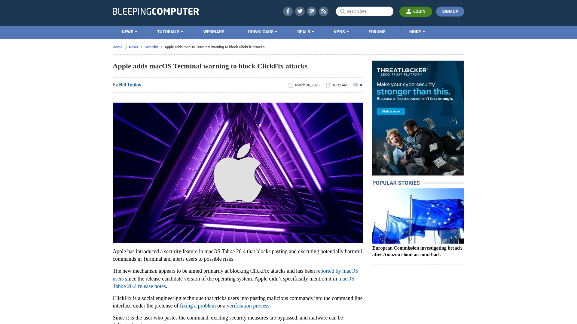 Apple adds macOS Terminal warning to block ClickFix attacks