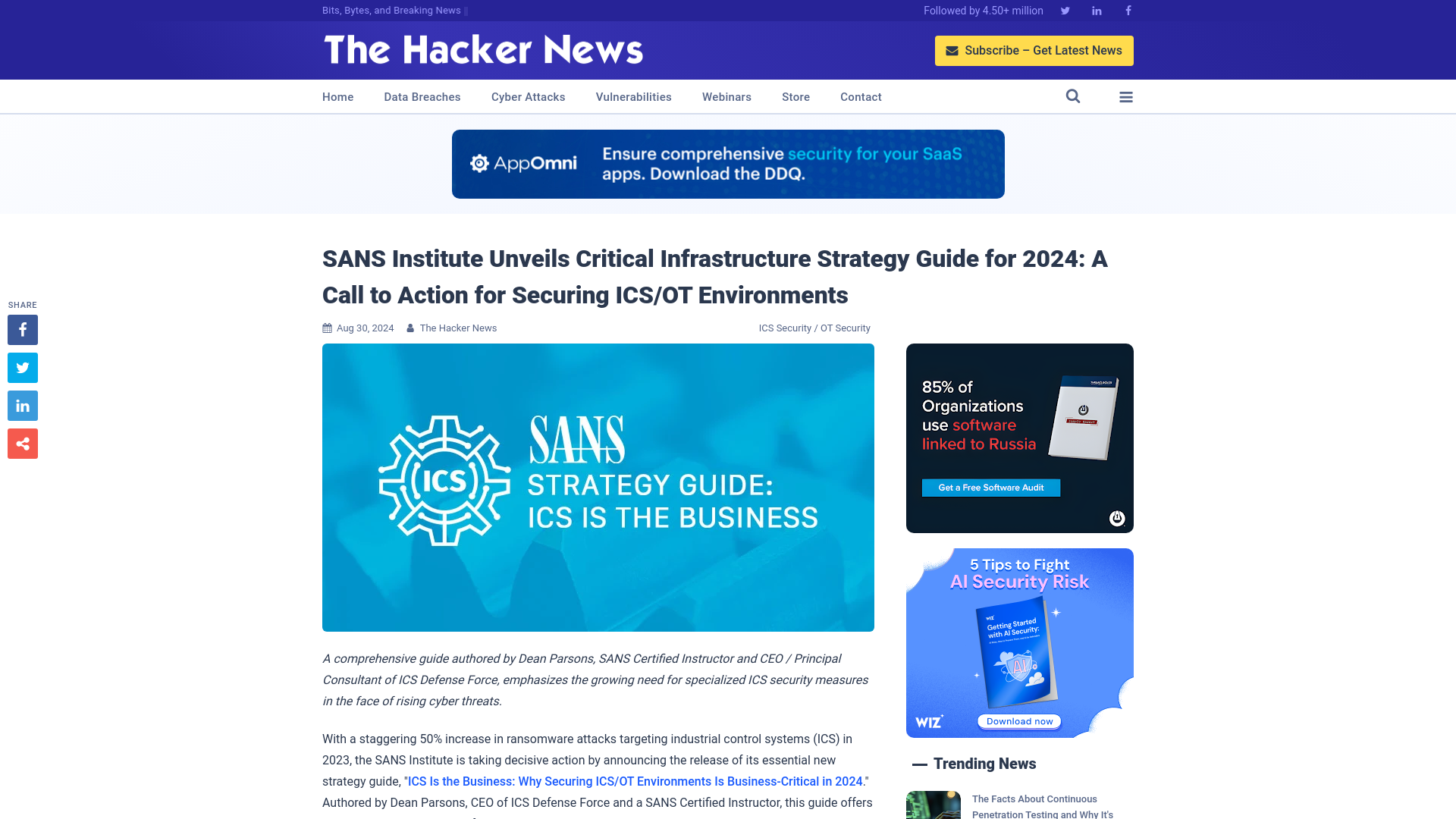 SANS Institute Unveils Critical Infrastructure Strategy Guide for 2024: A Call to Action for Securing ICS/OT Environments