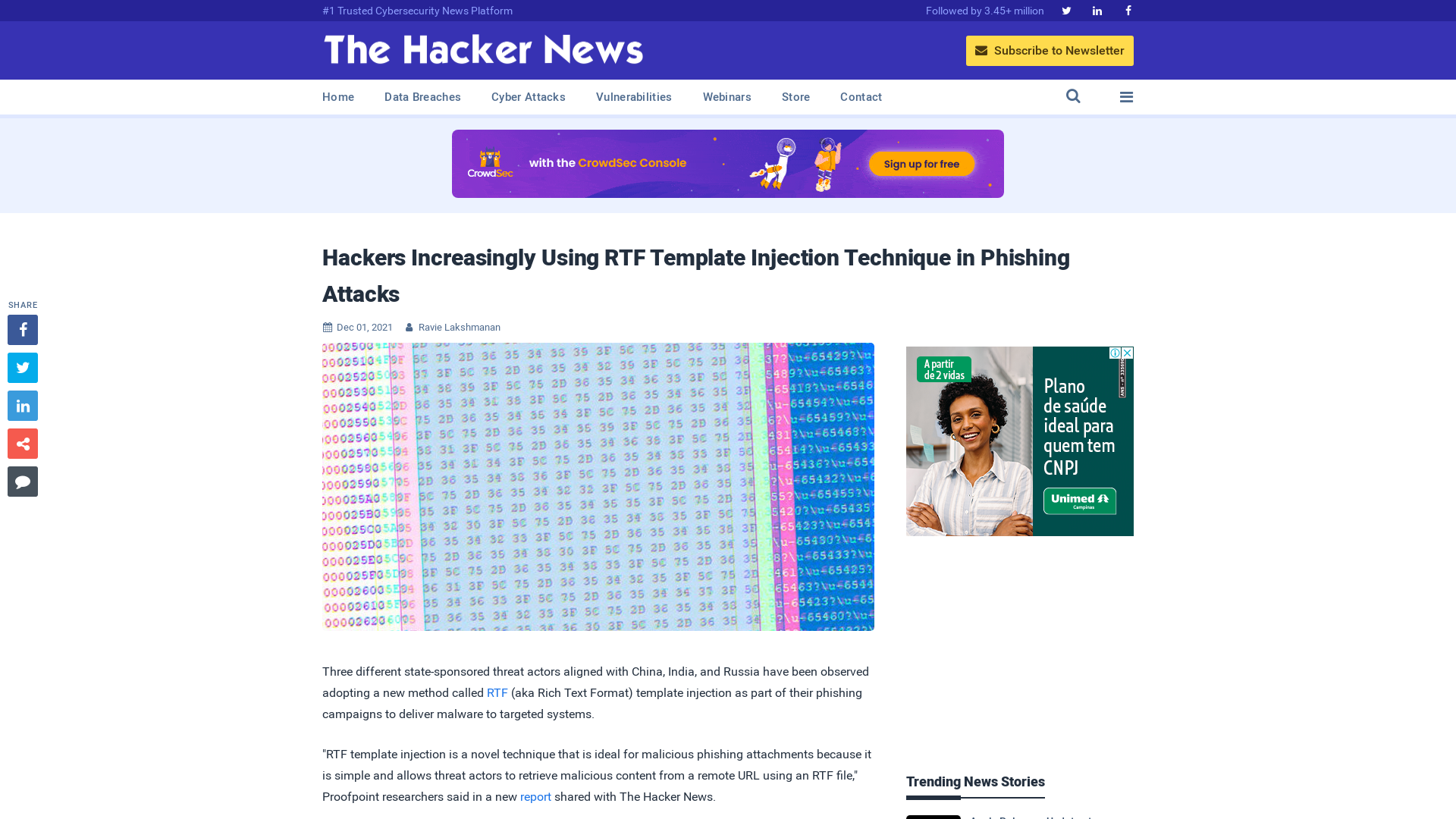 Hackers Increasingly Using RTF Template Injection Technique in Phishing Attacks