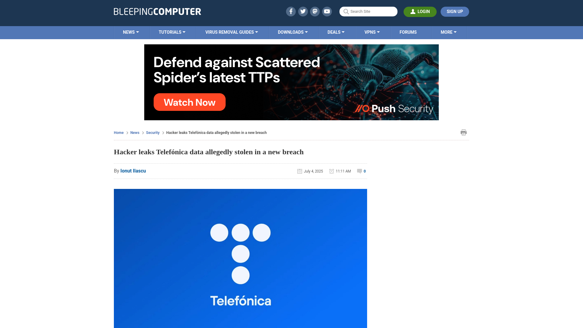 Hacker leaks Telefónica data allegedly stolen in a new breach