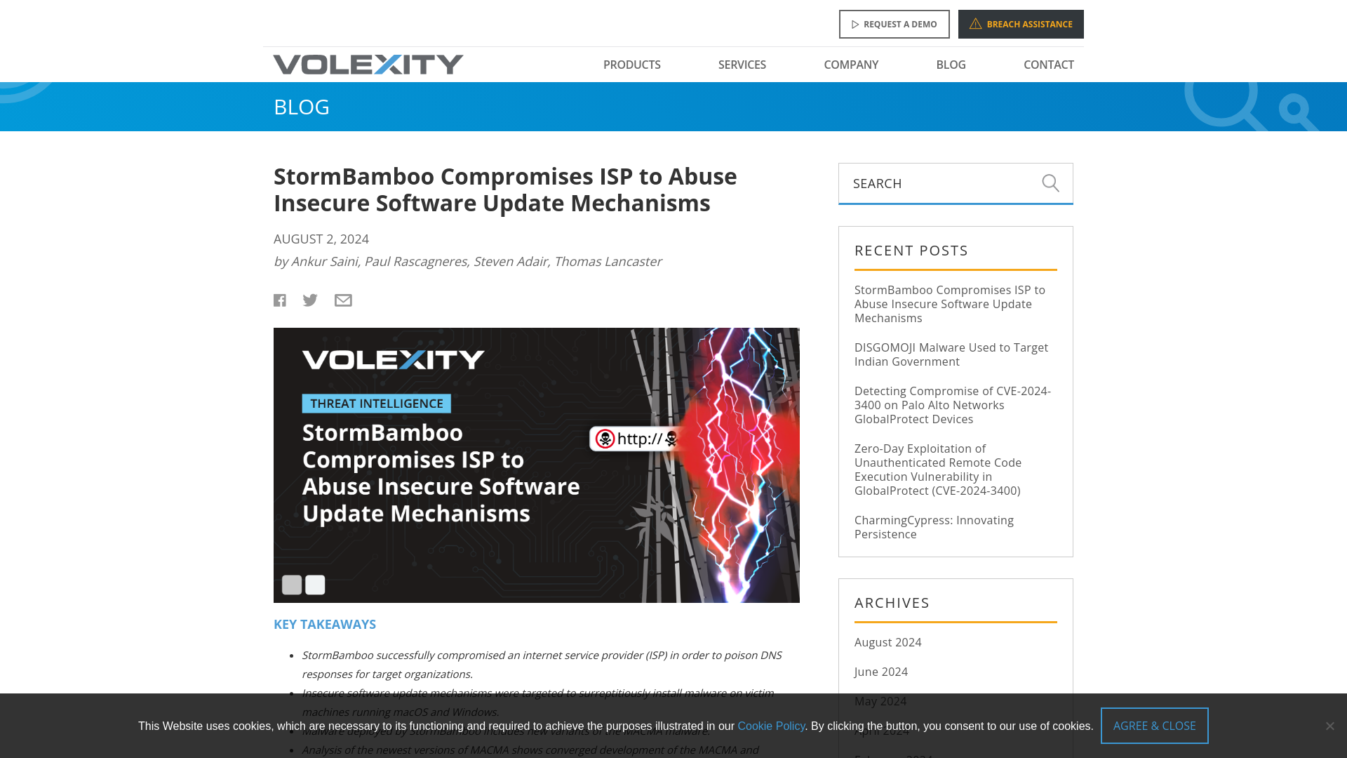 StormBamboo Compromises ISP to Abuse Insecure Software Update Mechanisms | Volexity