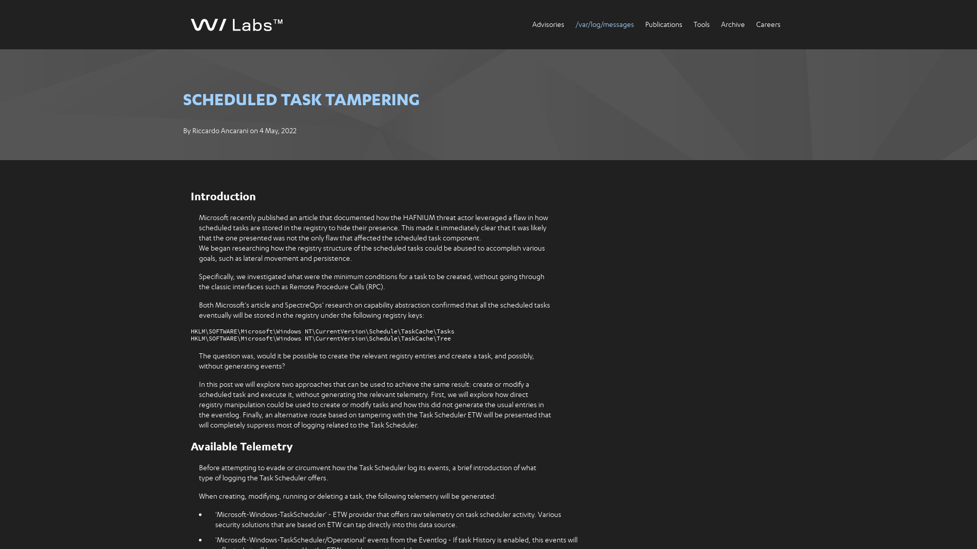 Scheduled Task Tampering