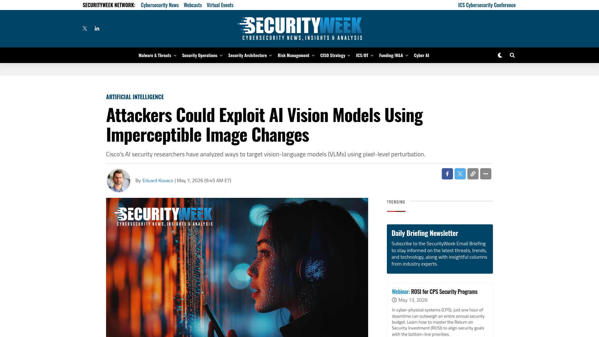 Attackers Could Exploit AI Vision Models Using Imperceptible Image Changes - SecurityWeek