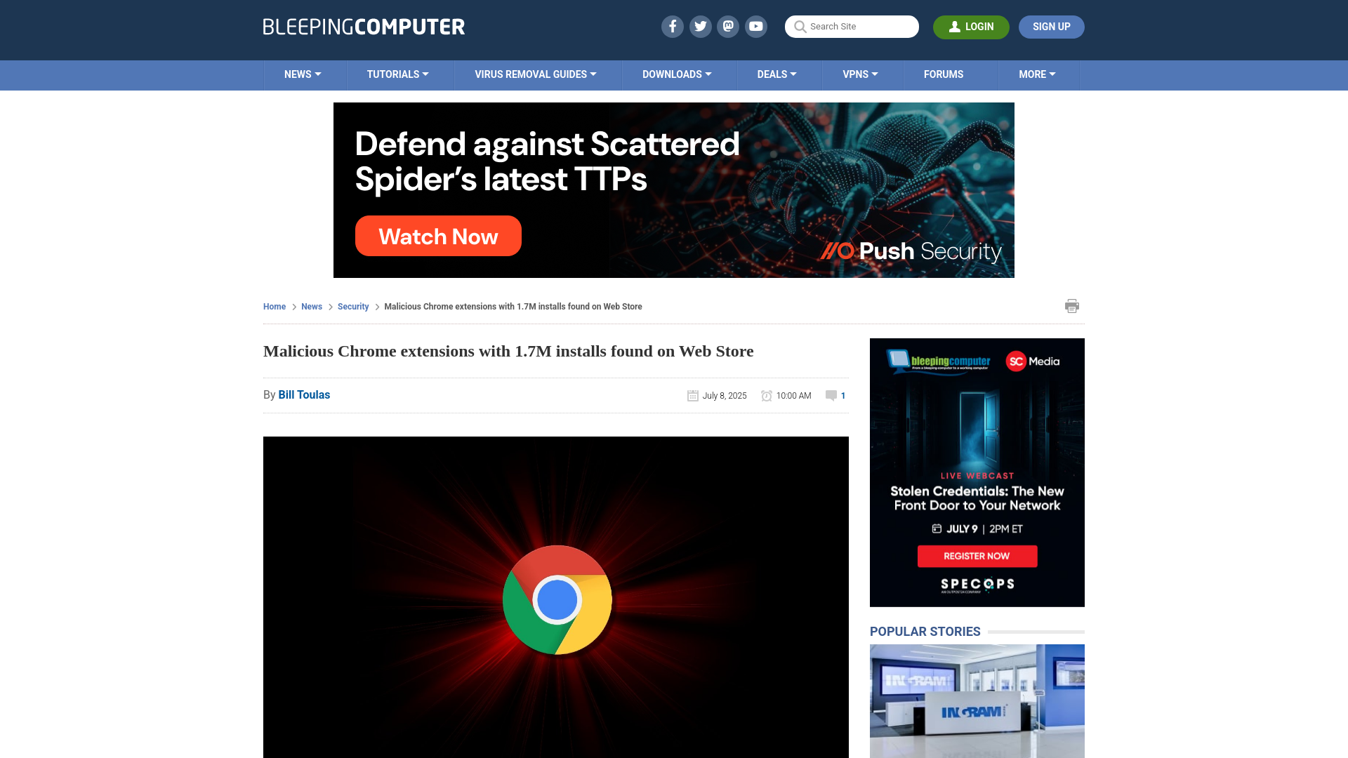 Malicious Chrome extensions with 1.7M installs found on Web Store