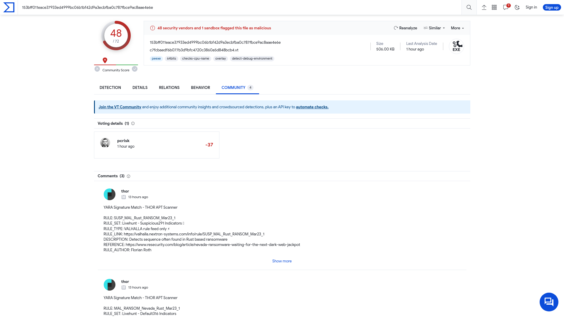 VirusTotal - File - 153bff011eace37933ed4999bc06b1bf42d9a3ecbfba0c787fbce9ac8aae4e6e