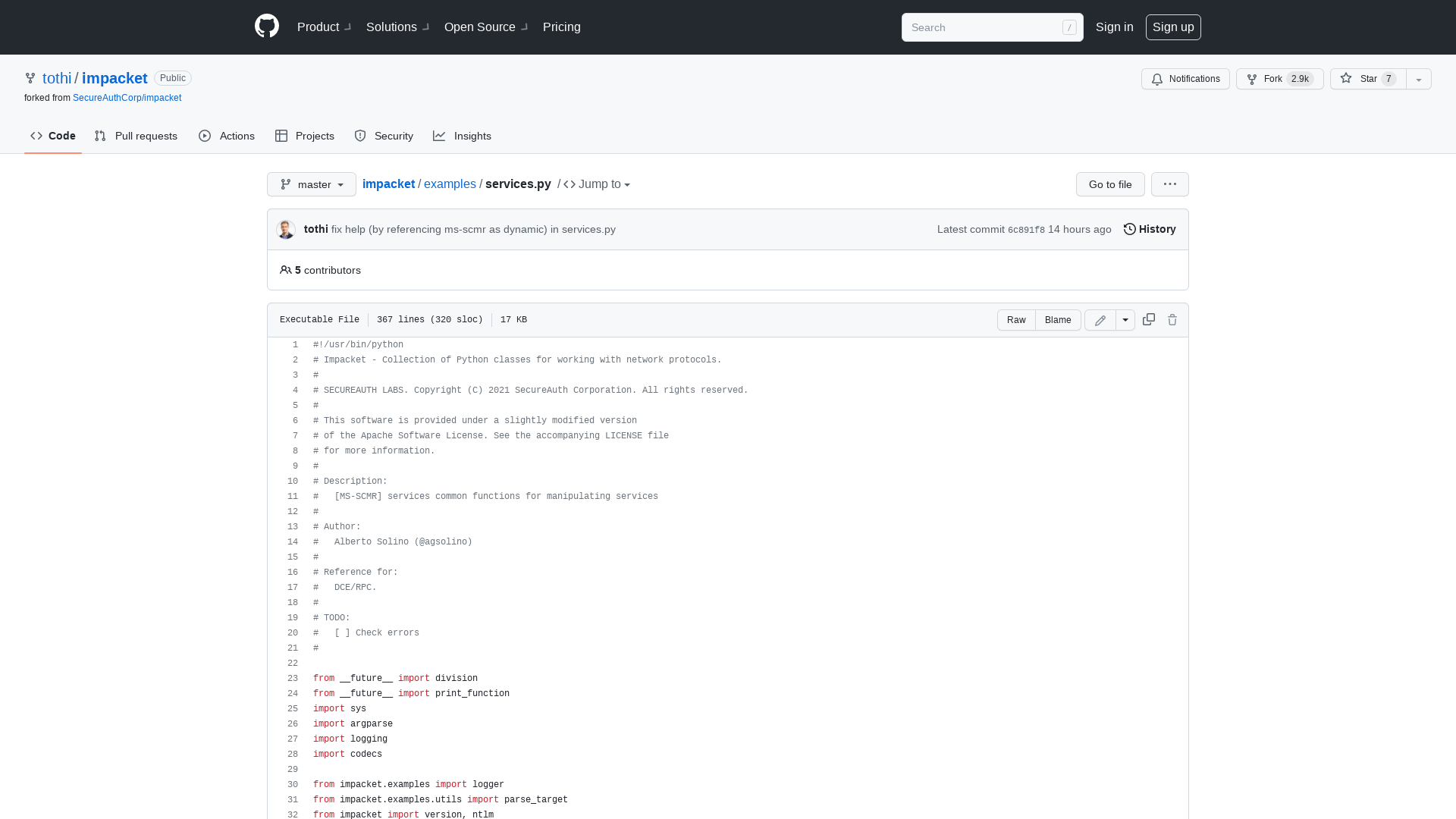 impacket/services.py at master · tothi/impacket · GitHub