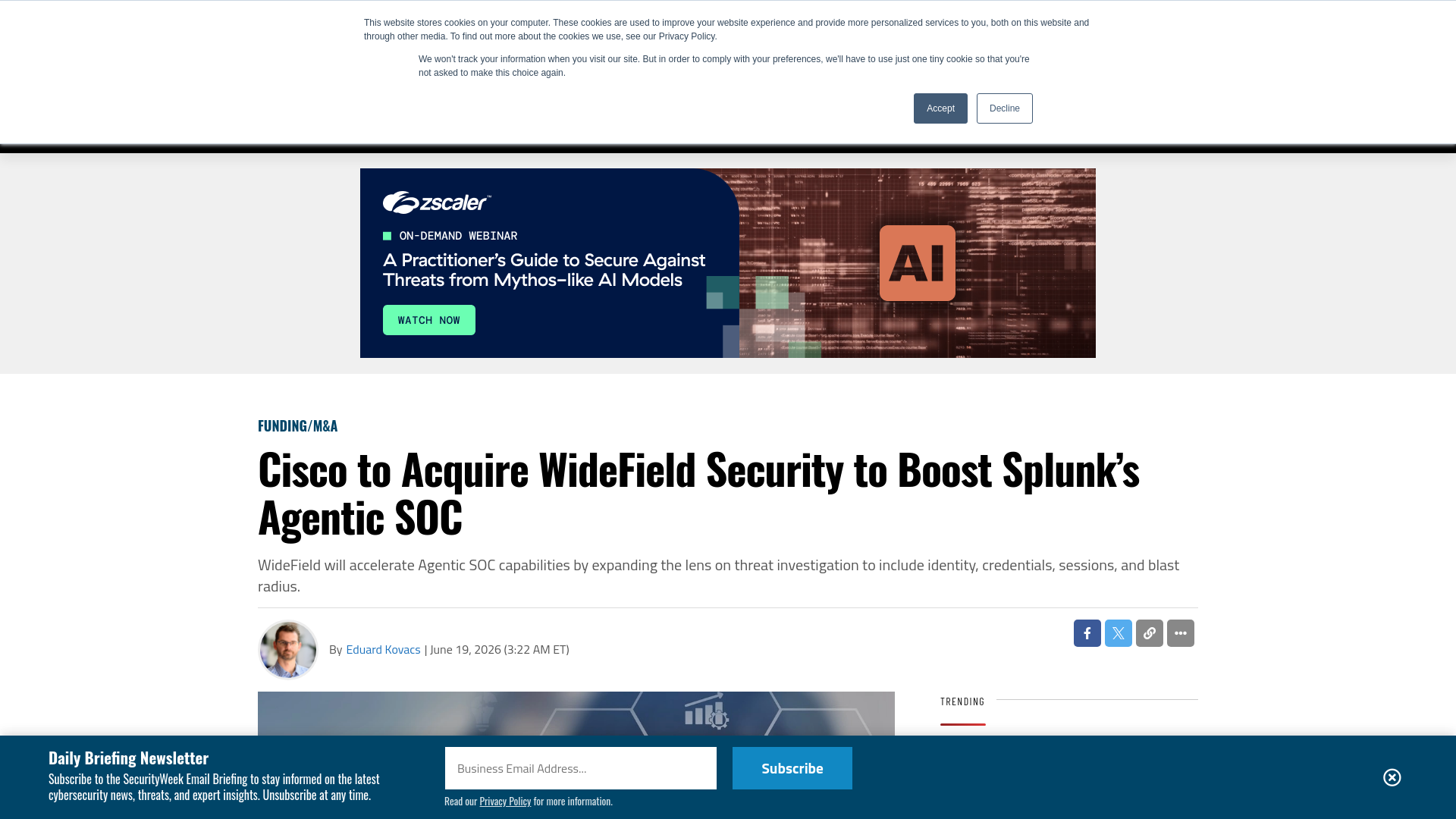 Cisco to Acquire WideField Security to Boost Splunk's Agentic SOC - SecurityWeek