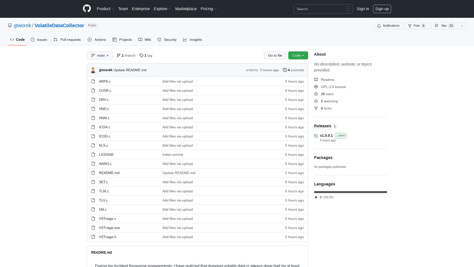 GitHub - gtworek/VolatileDataCollector