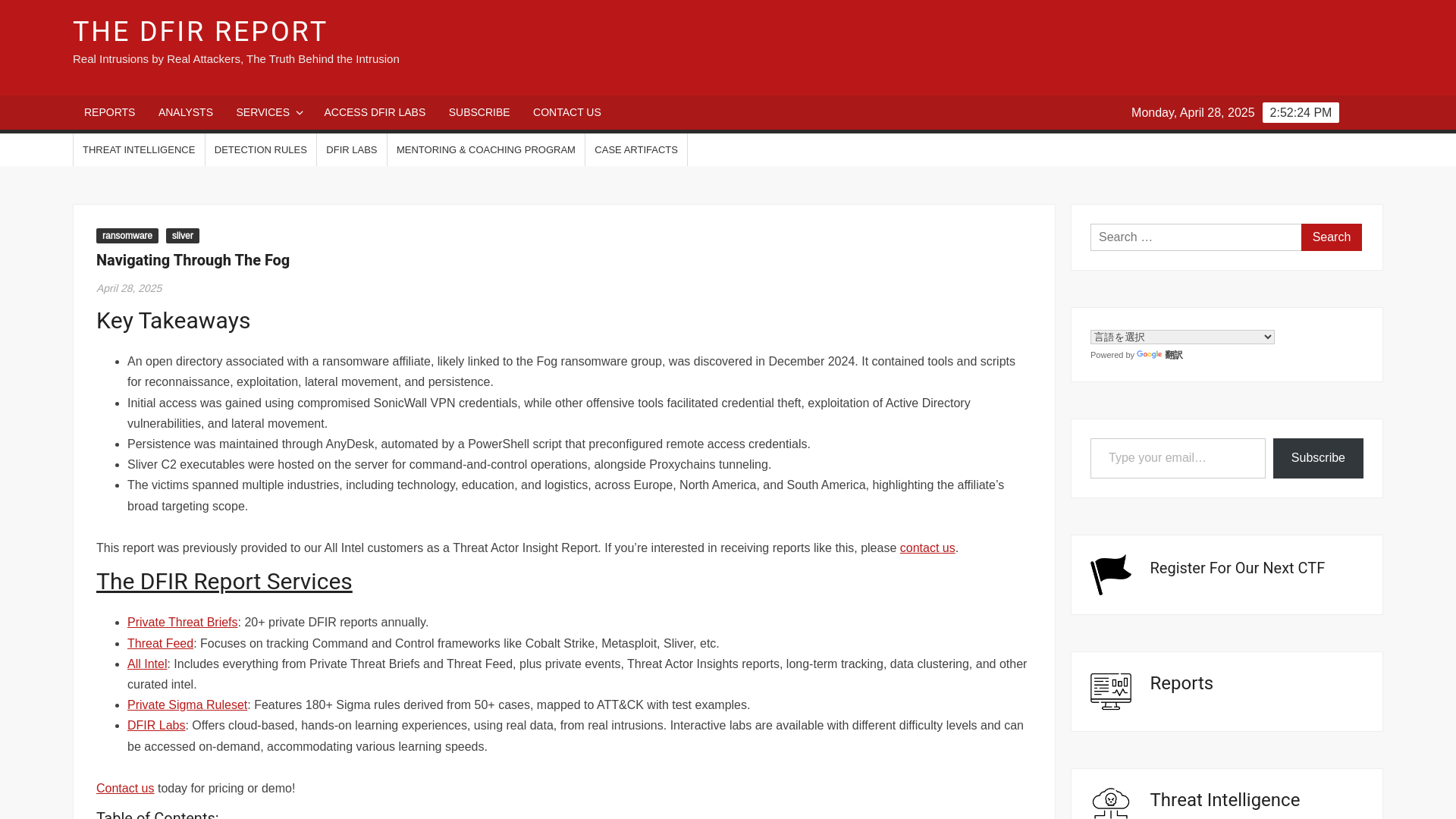 Navigating Through The Fog – The DFIR Report