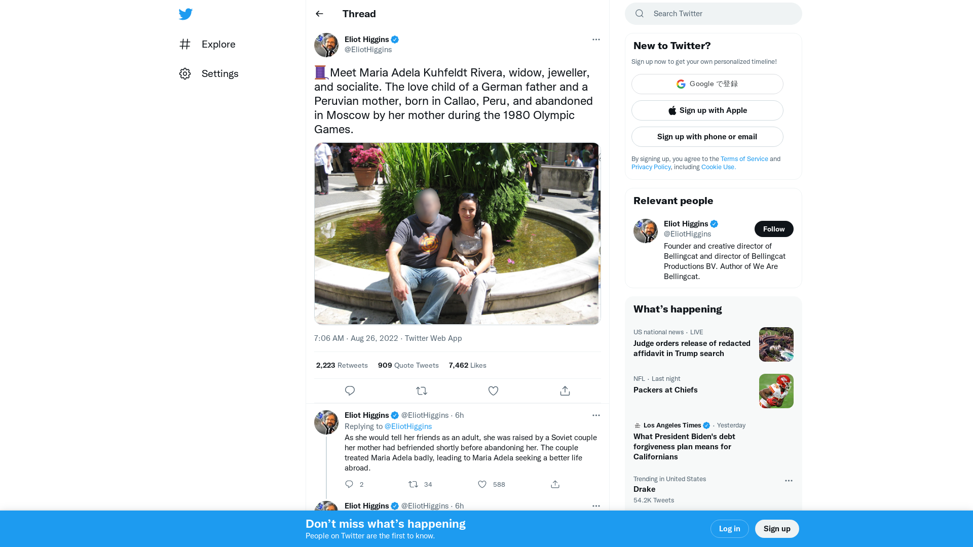 Eliot Higgins on Twitter: "🧵Meet Maria Adela Kuhfeldt Rivera, widow, jeweller, and socialite. The love child of a German father and a Peruvian mother, born in Callao, Peru, and abandoned in Moscow by her mother during the 1980 Olympic Games. https://t.co/wHo6qSmKik" / Twitter