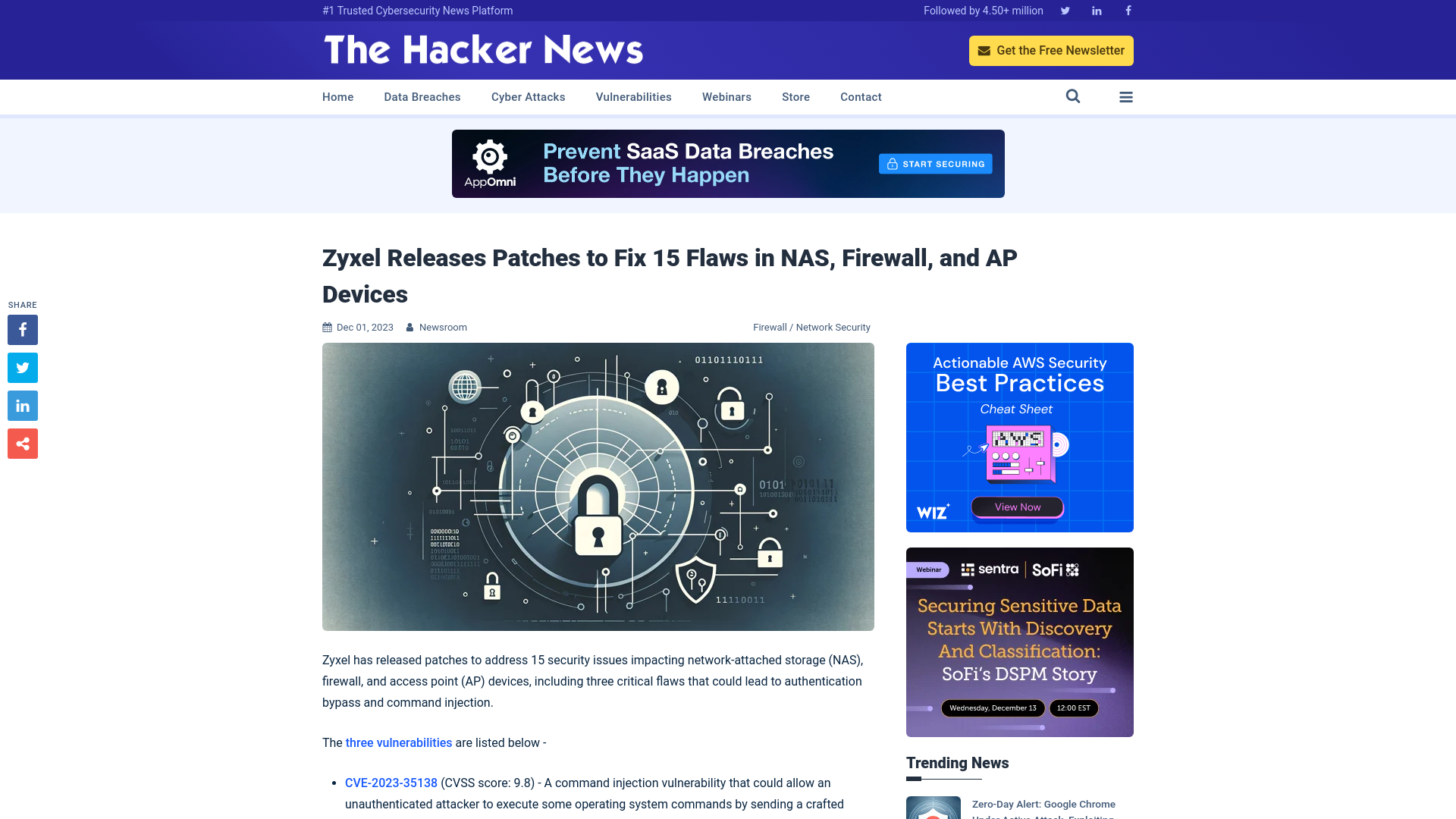 Zyxel Releases Patches to Fix 15 Flaws in NAS, Firewall, and AP Devices