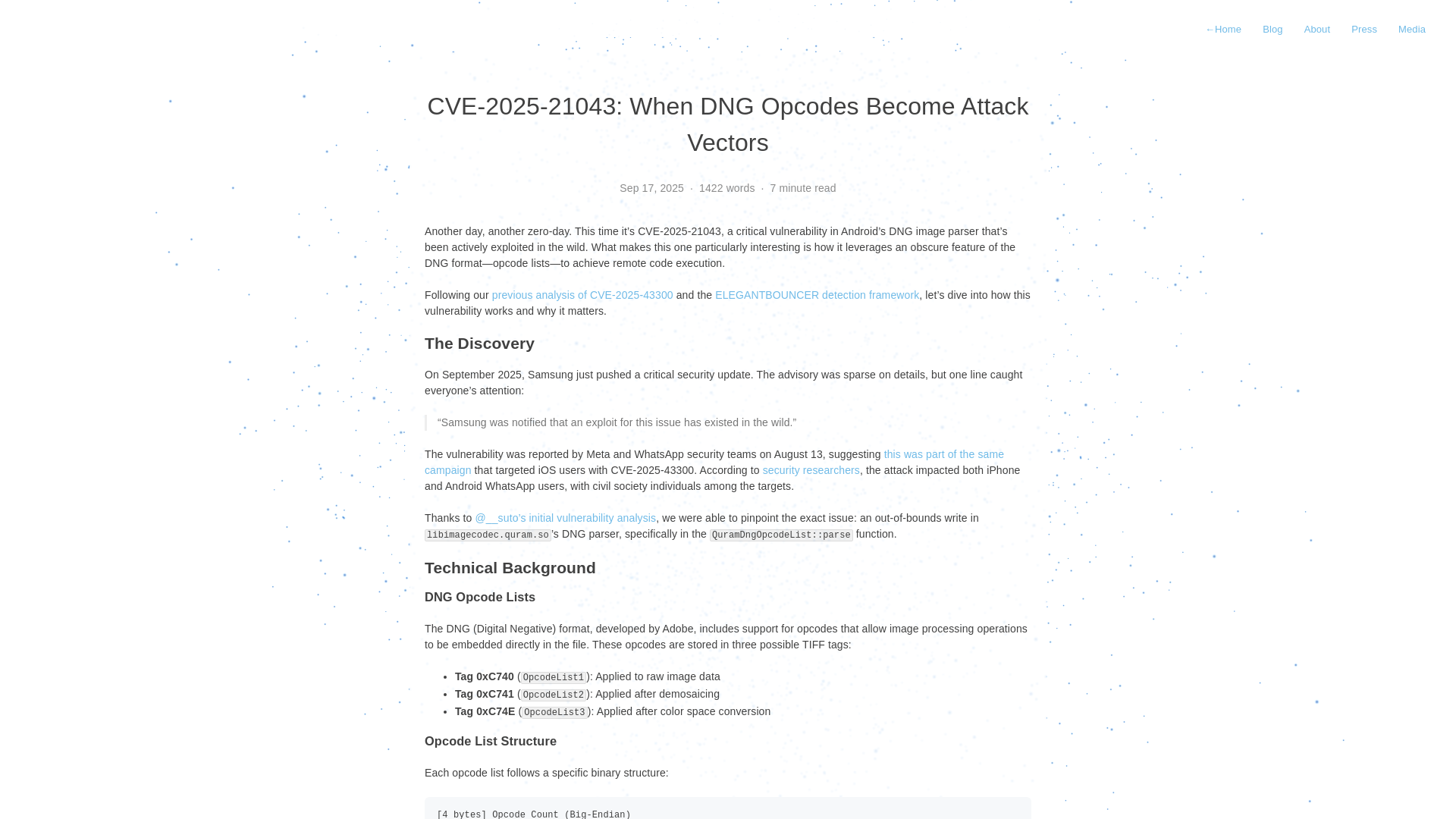 CVE-2025-21043: When DNG Opcodes Become Attack Vectors | Matt Suiche