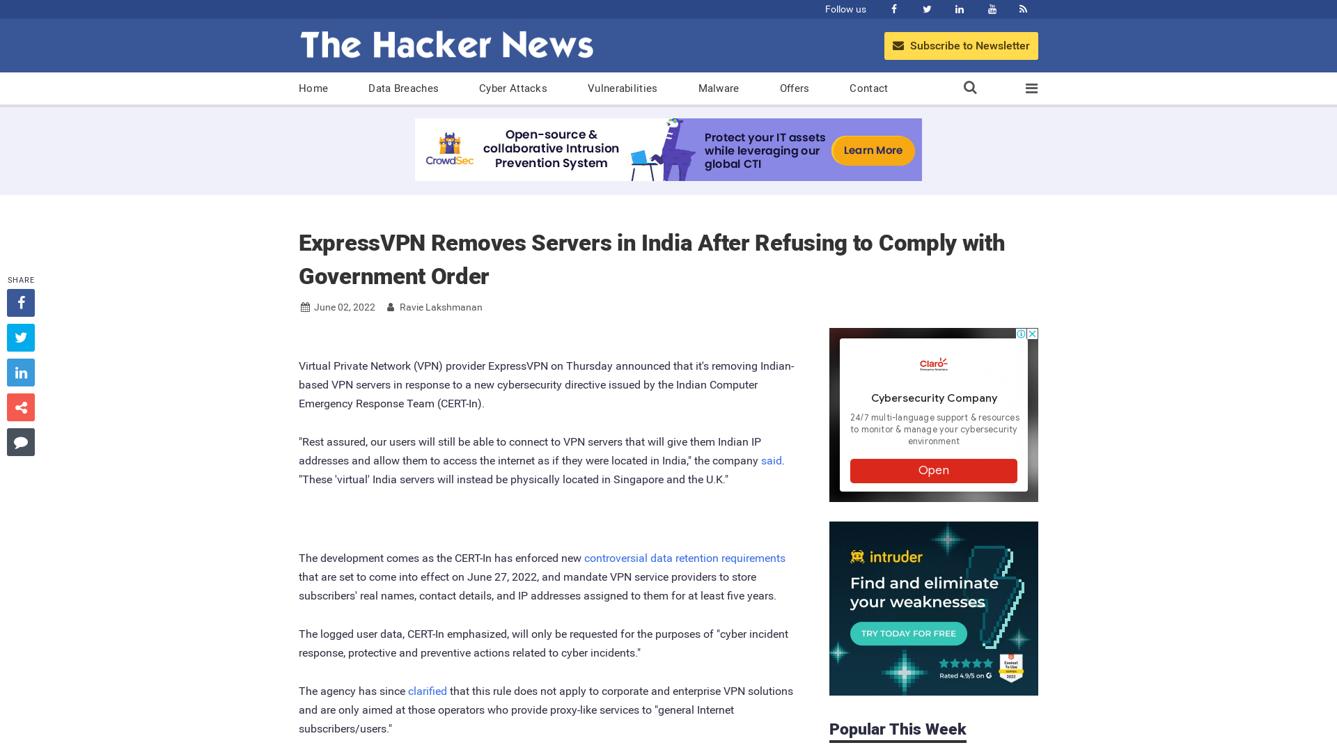 ExpressVPN Removes Servers in India After Refusing to Comply with Government Order