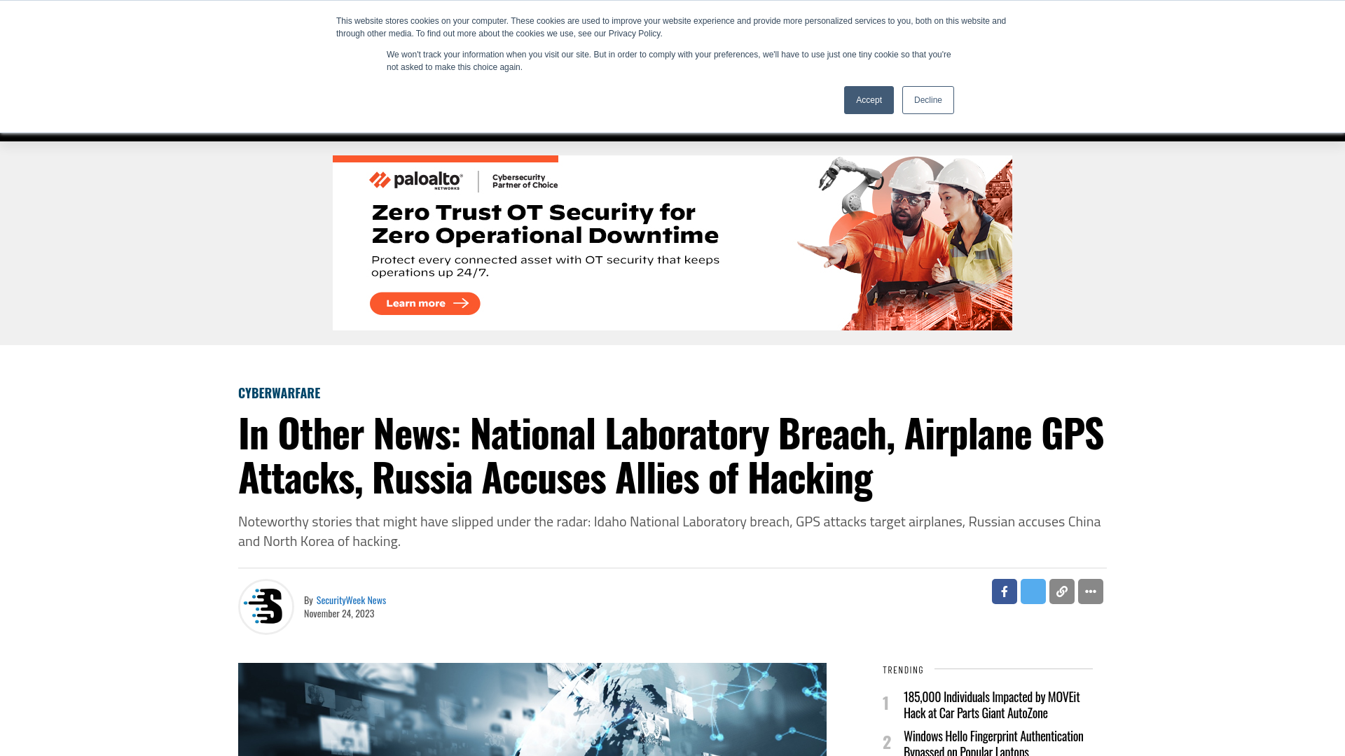 In Other News: National Laboratory Breach, Airplane GPS Attacks, Russia Accuses Allies of Hacking - SecurityWeek