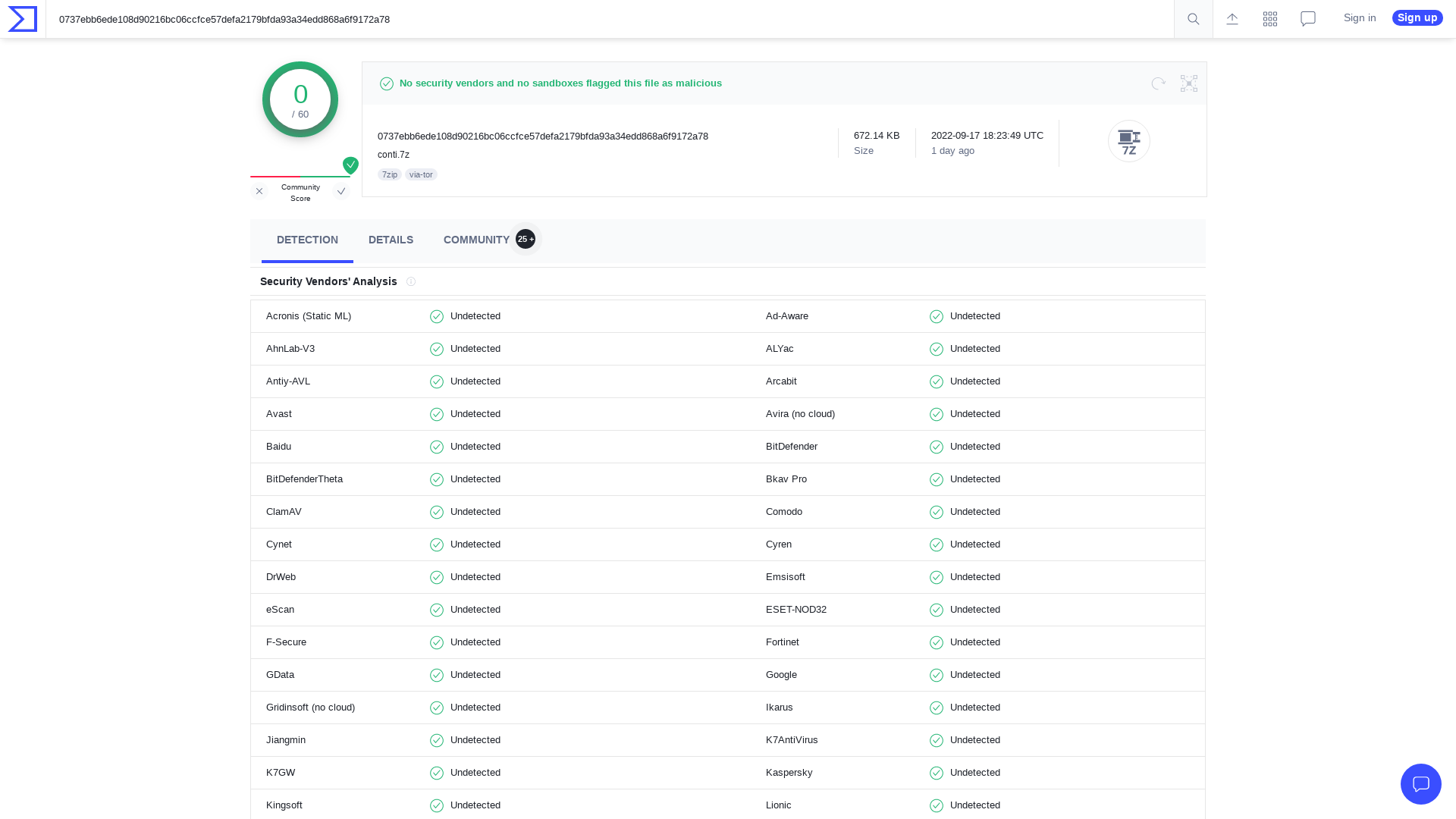 VirusTotal - File - 0737ebb6ede108d90216bc06ccfce57defa2179bfda93a34edd868a6f9172a78