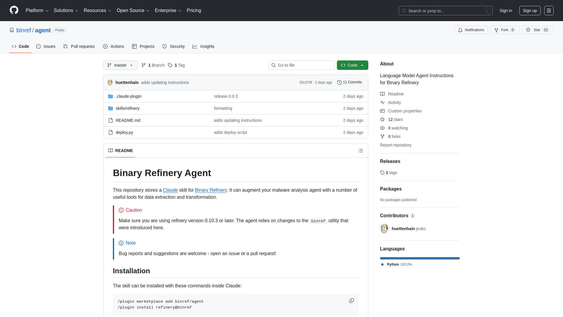 GitHub - binref/agent: Language Model Agent Instructions for Binary Refinery · GitHub