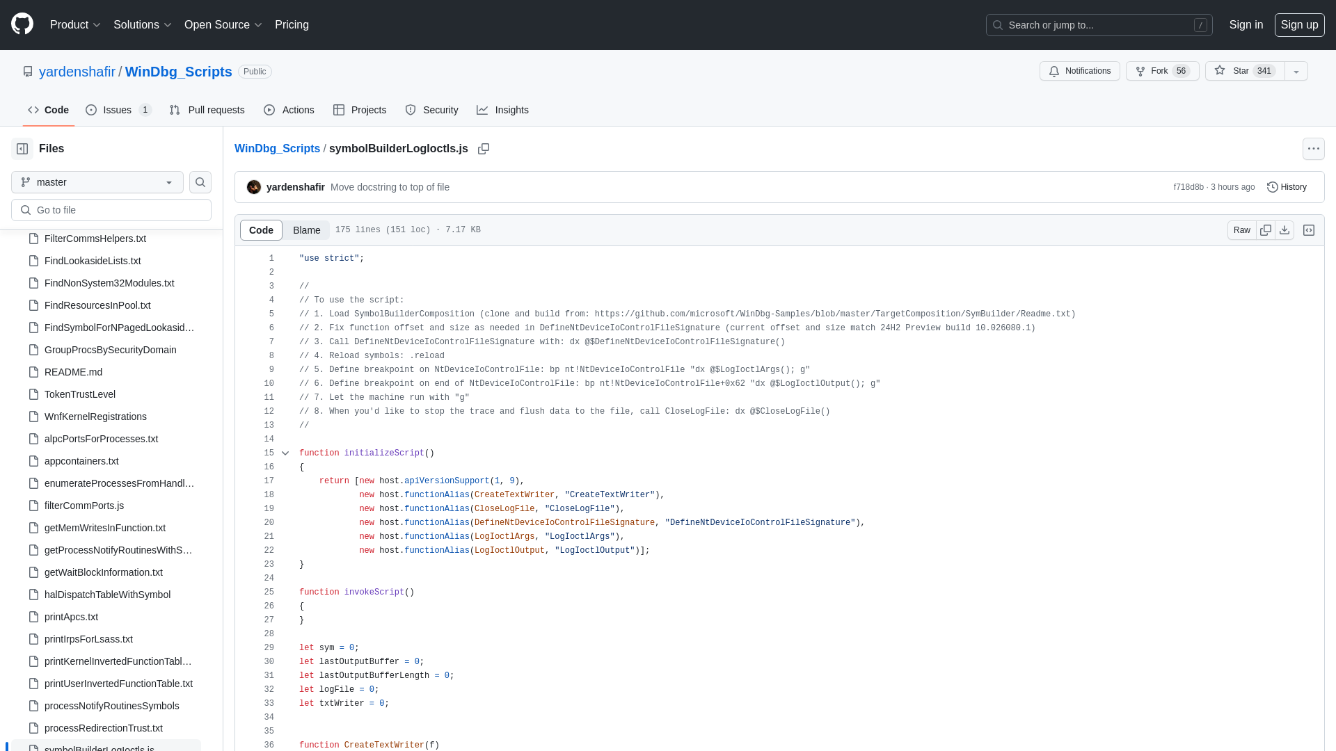WinDbg_Scripts/symbolBuilderLogIoctls.js at master · yardenshafir/WinDbg_Scripts · GitHub