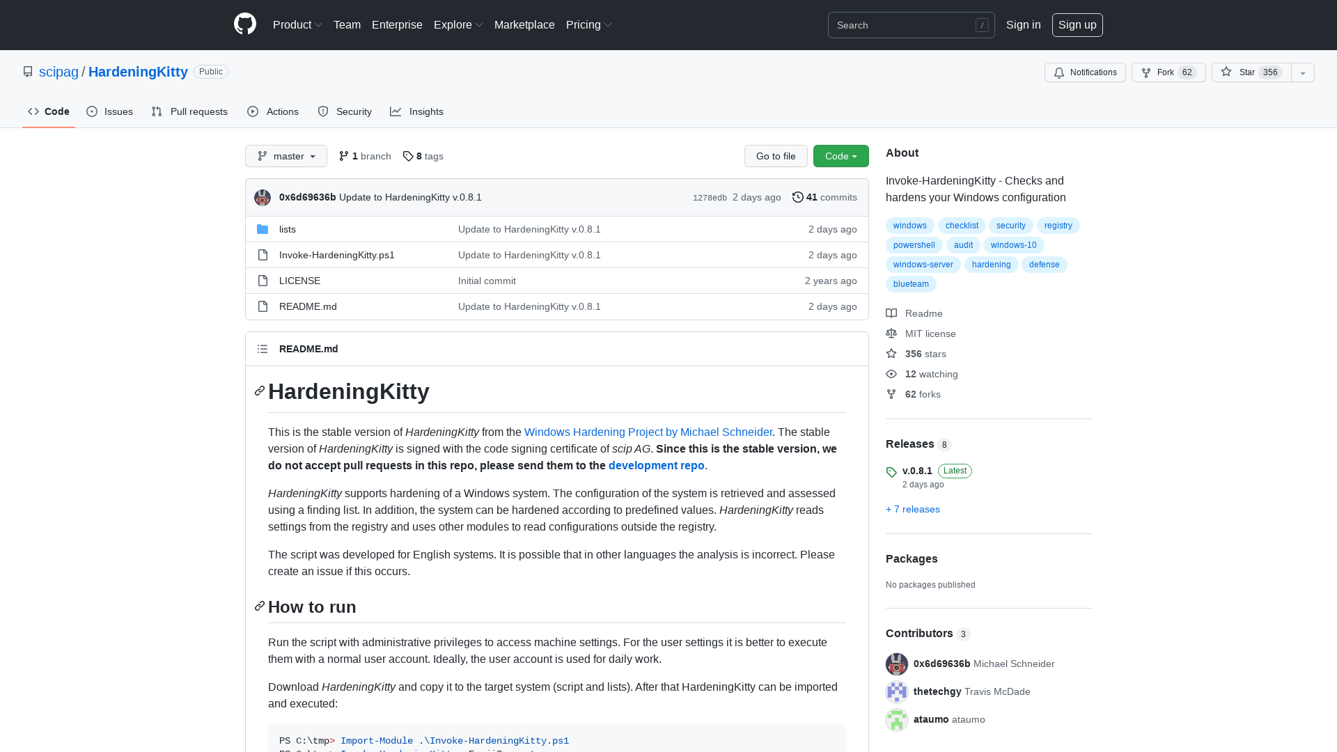 GitHub - scipag/HardeningKitty: Invoke-HardeningKitty - Checks and hardens your Windows configuration