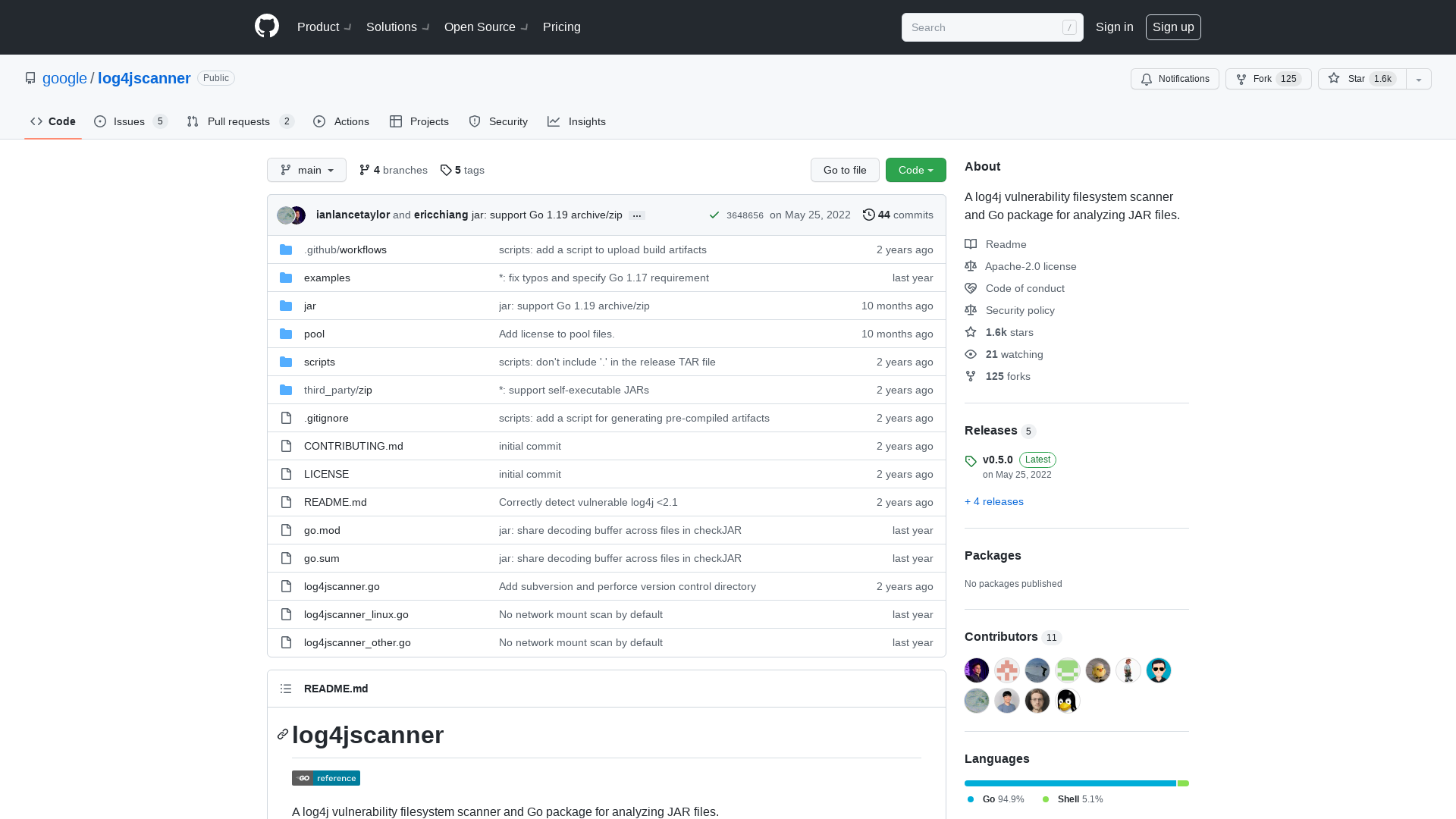 GitHub - google/log4jscanner: A log4j vulnerability filesystem scanner and Go package for analyzing JAR files.