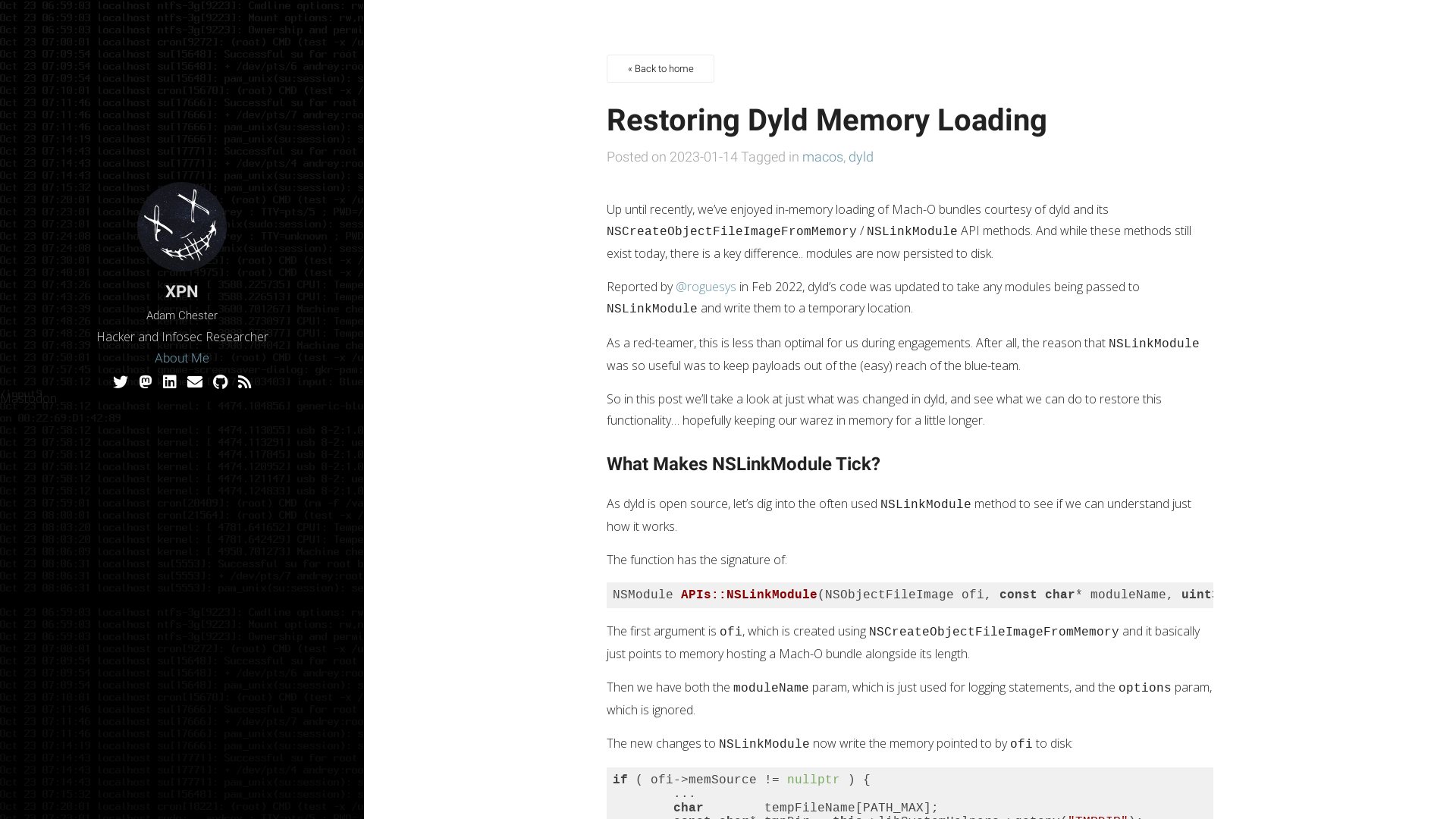 Restoring Dyld Memory Loading - XPN InfoSec Blog