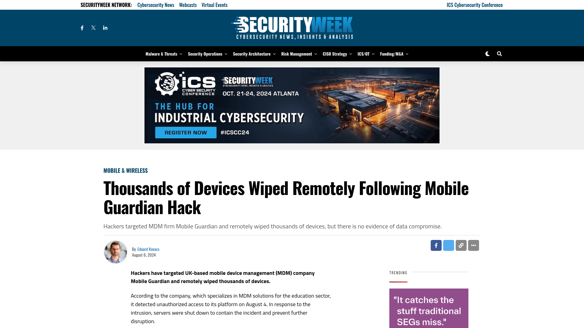 Thousands of Devices Wiped Remotely Following Mobile Guardian Hack  - SecurityWeek