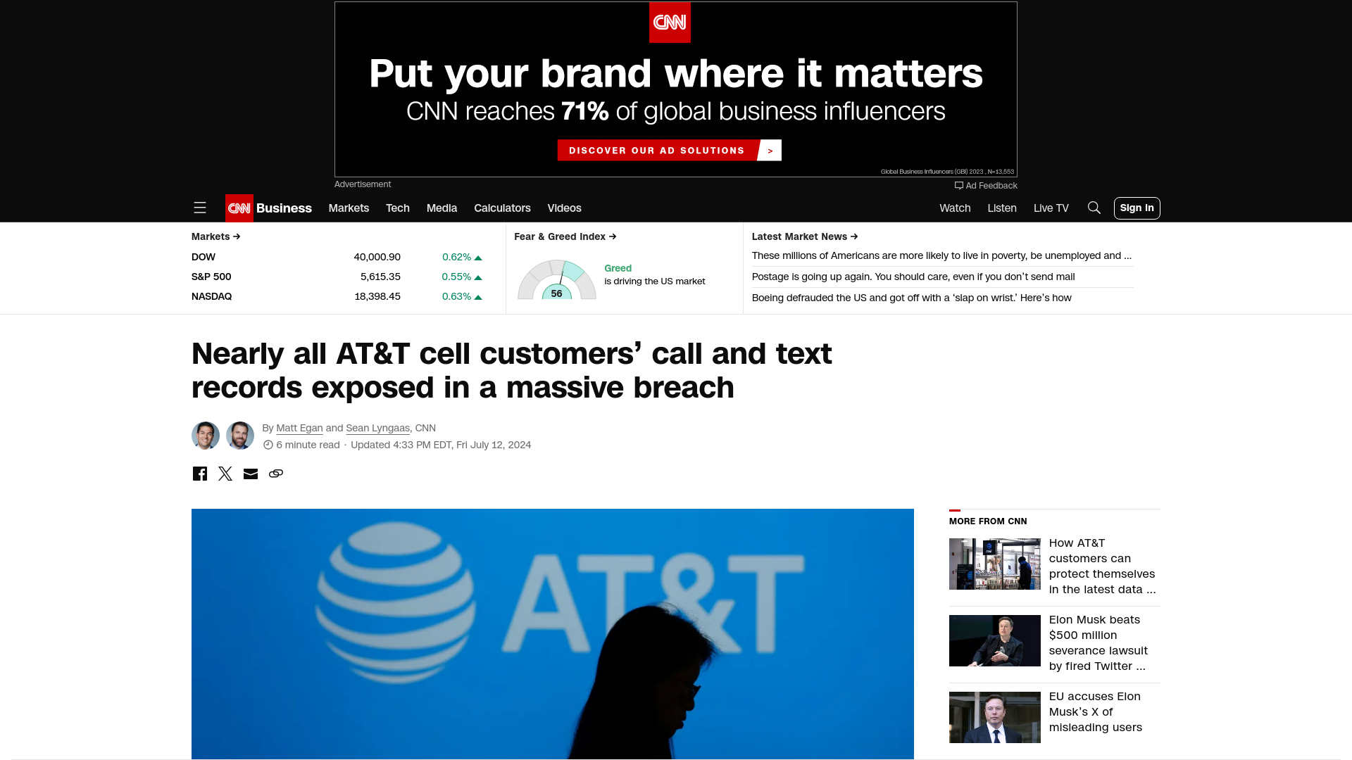 Nearly all AT&T cell customers’ call and text records exposed in a massive breach | CNN Business