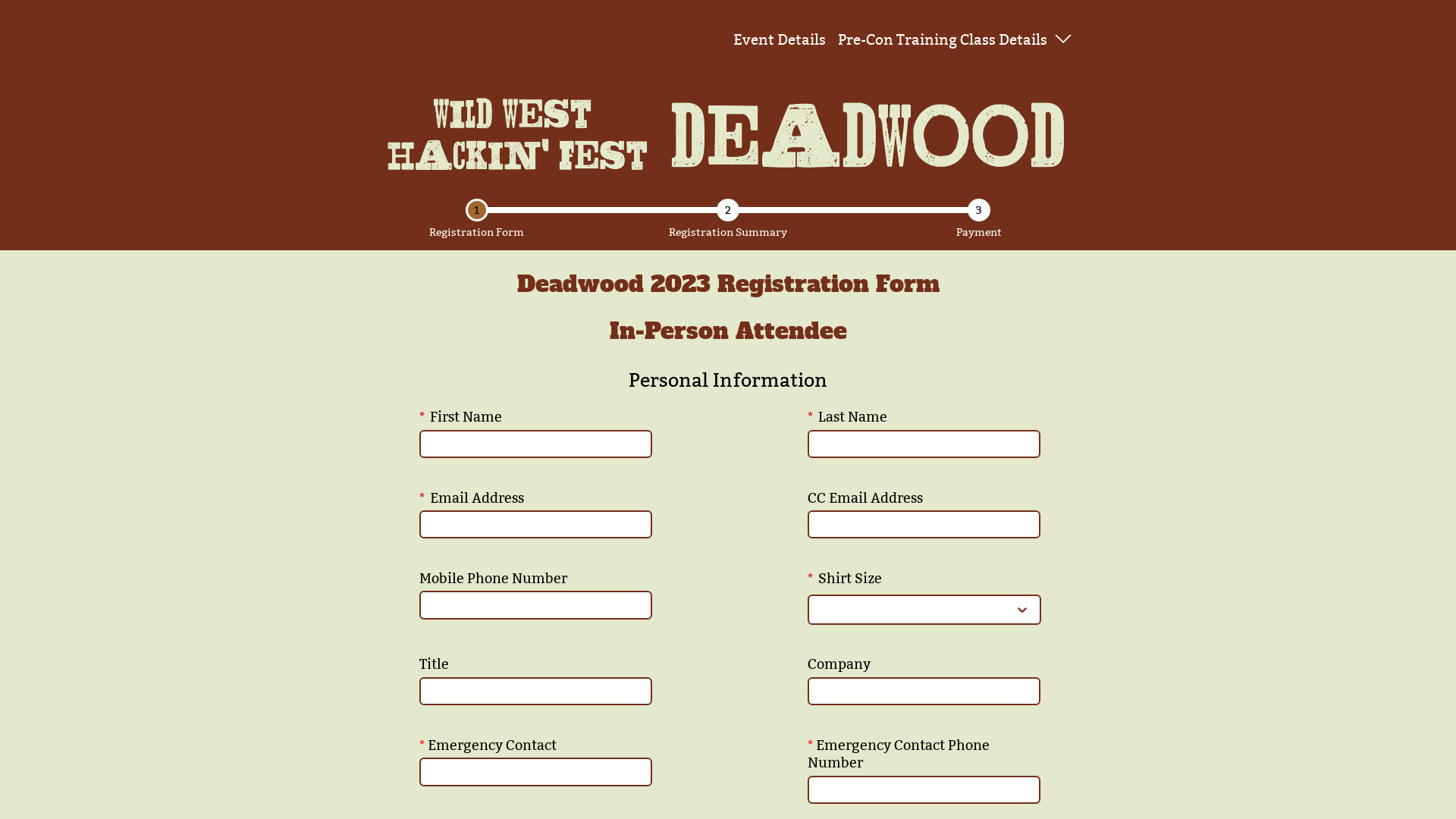 Registration Form - Wild West Hackin' Fest - Deadwood 2023