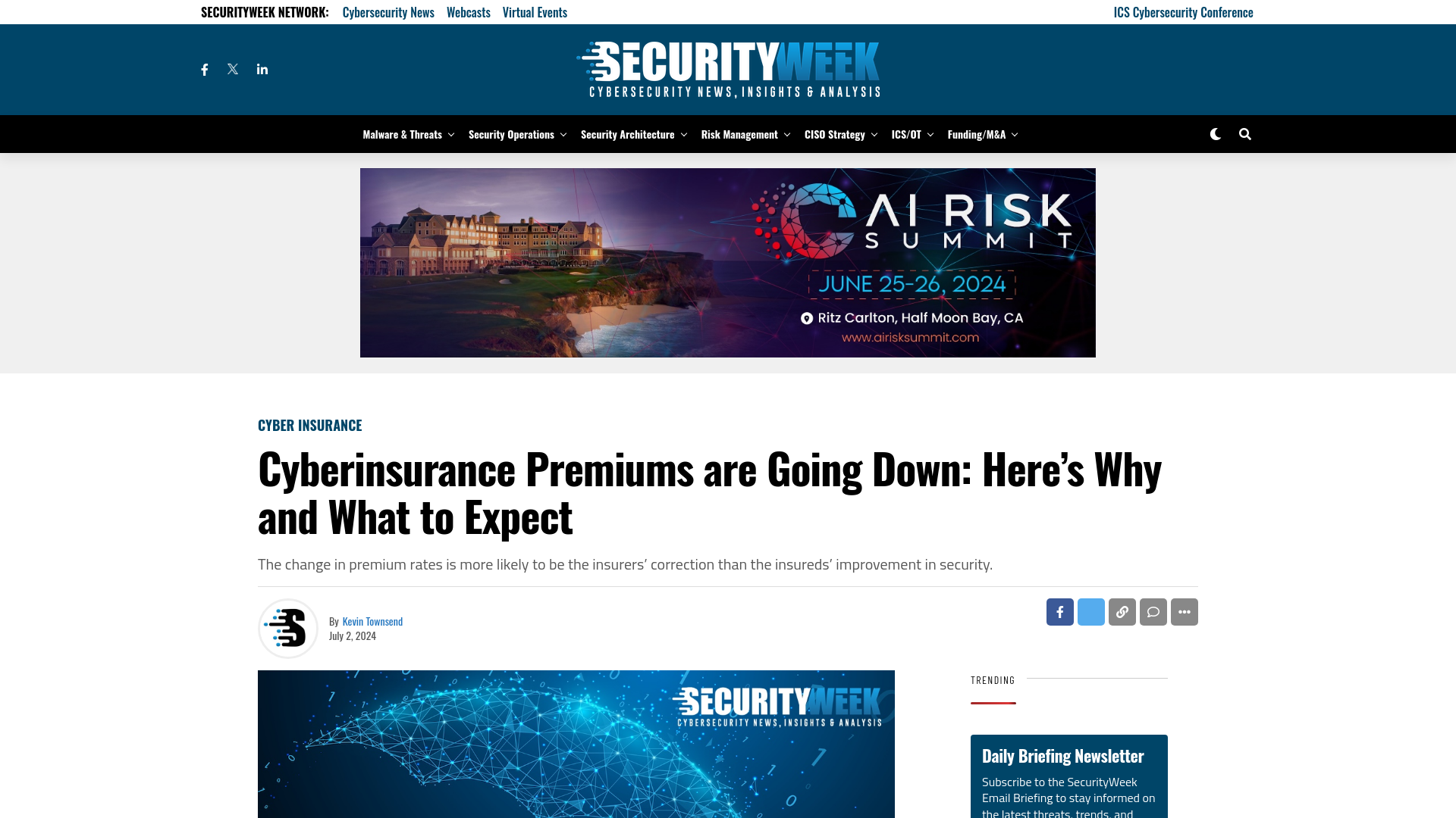 Cyberinsurance Premiums are Going Down: Here’s Why and What to Expect - SecurityWeek