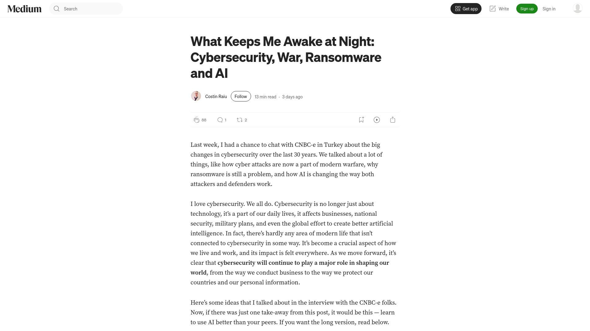 What Keeps Me Awake at Night: Cybersecurity, War, Ransomware and AI | by Costin Raiu | Jun, 2026 | Medium
