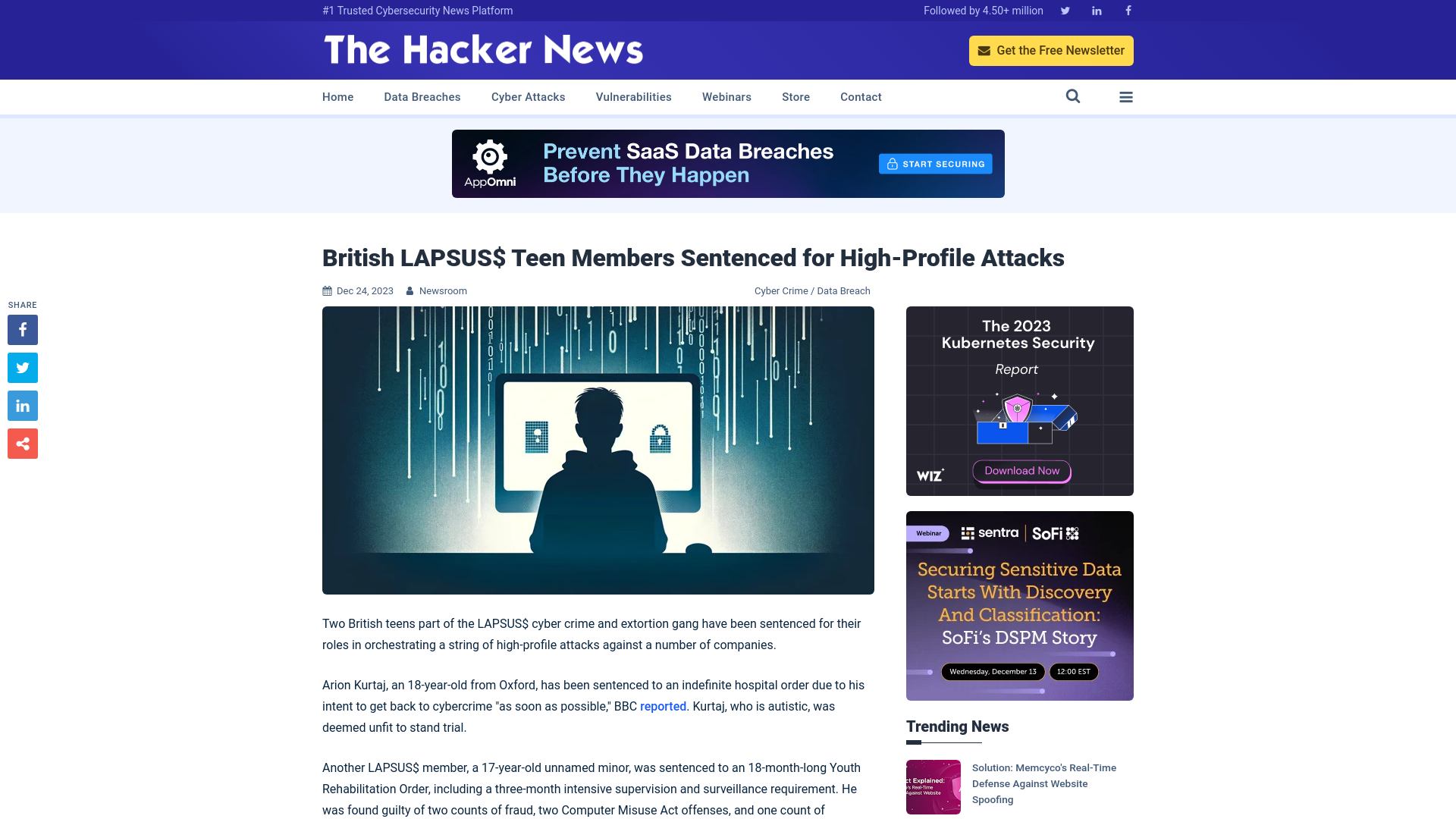 British LAPSUS$ Teen Members Sentenced for High-Profile Attacks