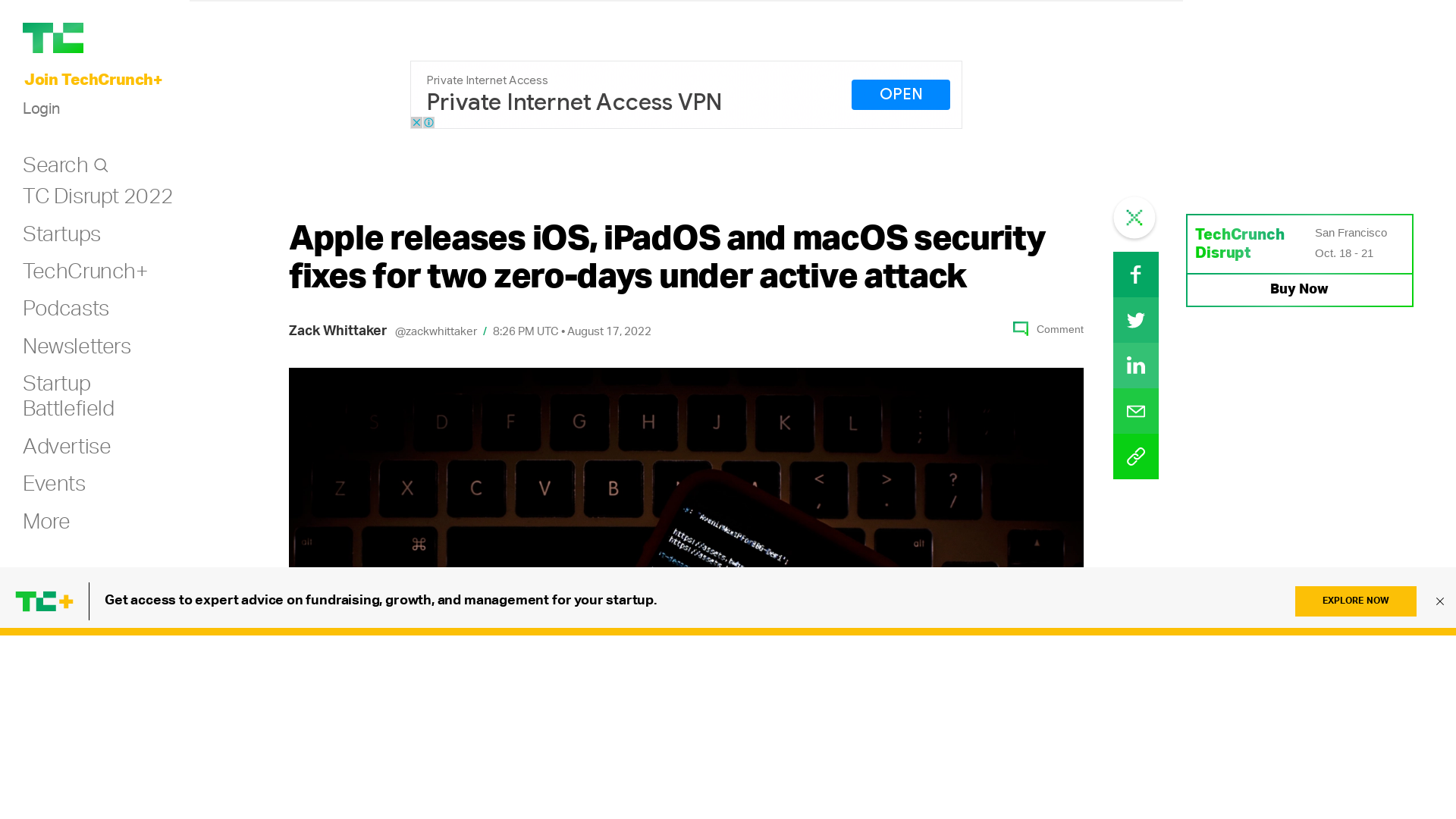 Apple releases iOS, iPadOS and macOS security fixes for two zero-days under active attack | TechCrunch